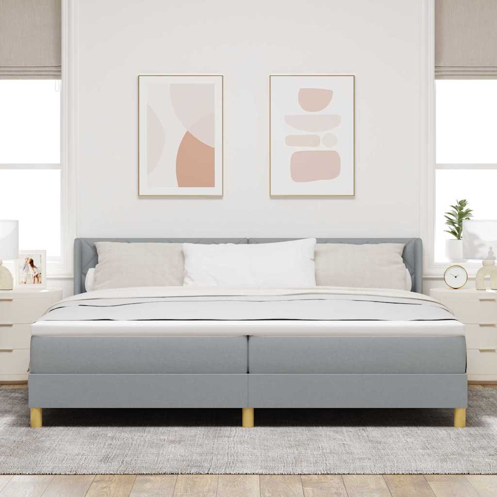Boxspringbed met matras Lichtgrijs 200 x 200 cm Stof is nu te koop bij PeponiXL, paradijselijk wonen!