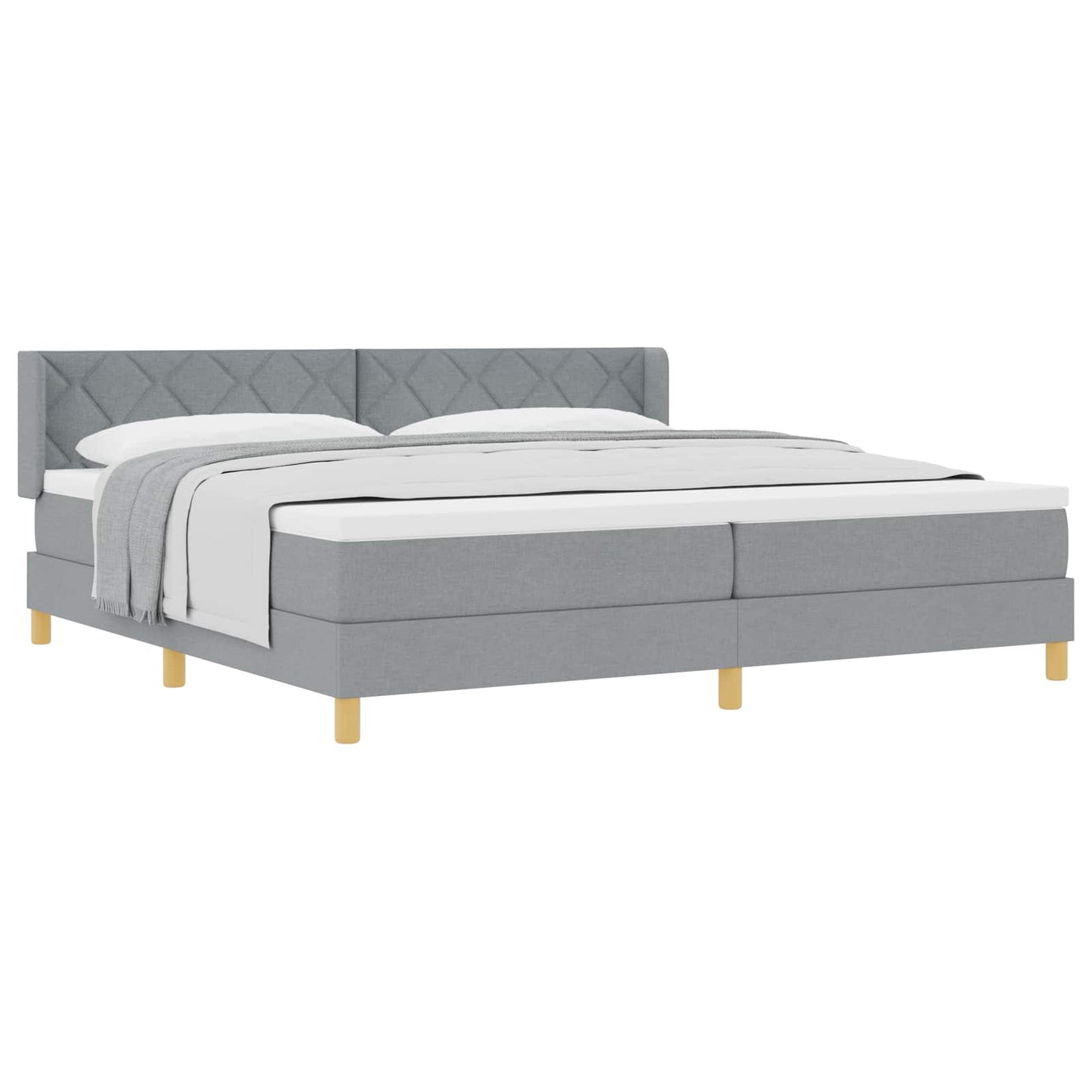 Boxspringbed met matras Lichtgrijs 200 x 200 cm Stof is nu te koop bij PeponiXL, paradijselijk wonen!