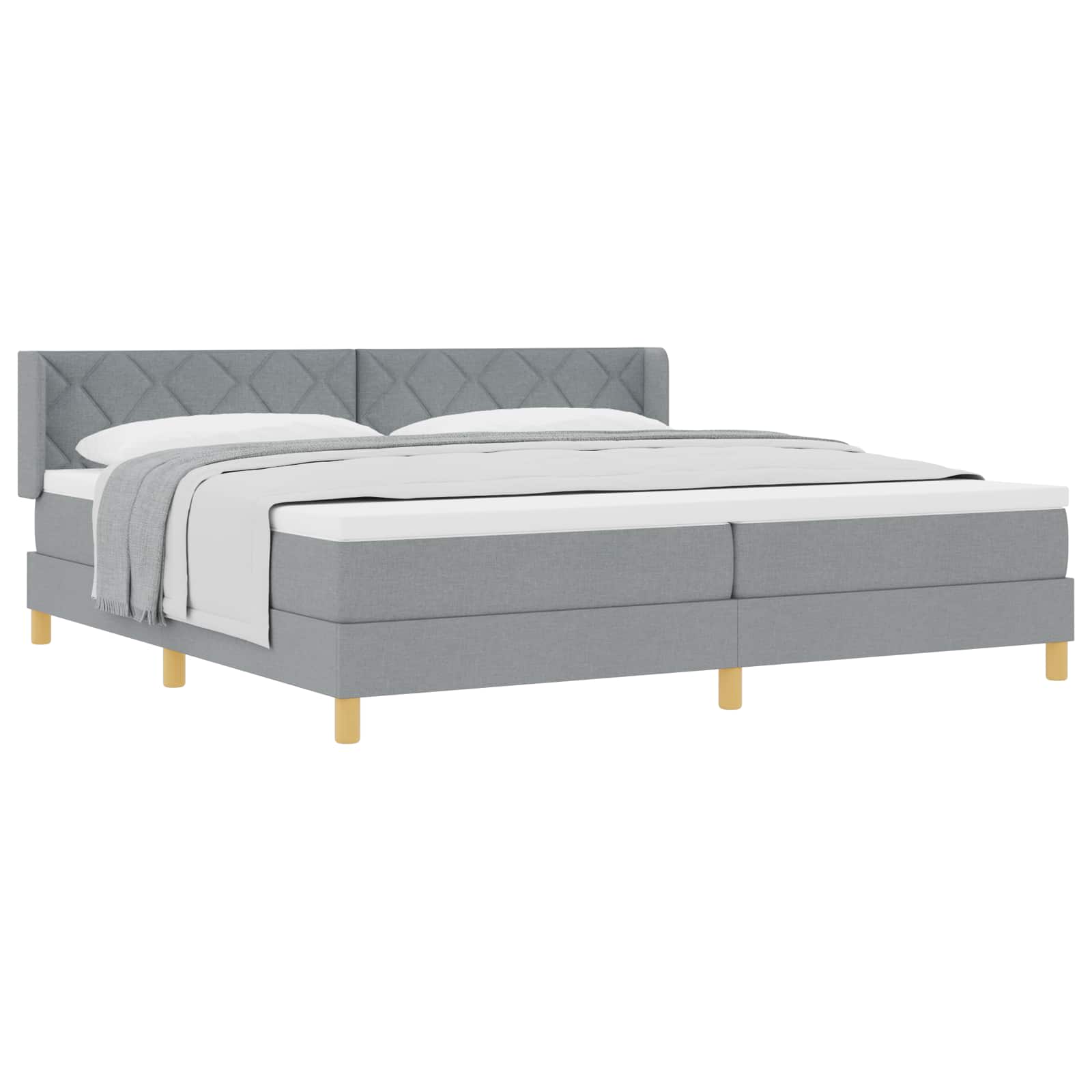 Boxspringbed met matras Lichtgrijs 200 x 200 cm Stof is nu te koop bij PeponiXL, paradijselijk wonen!