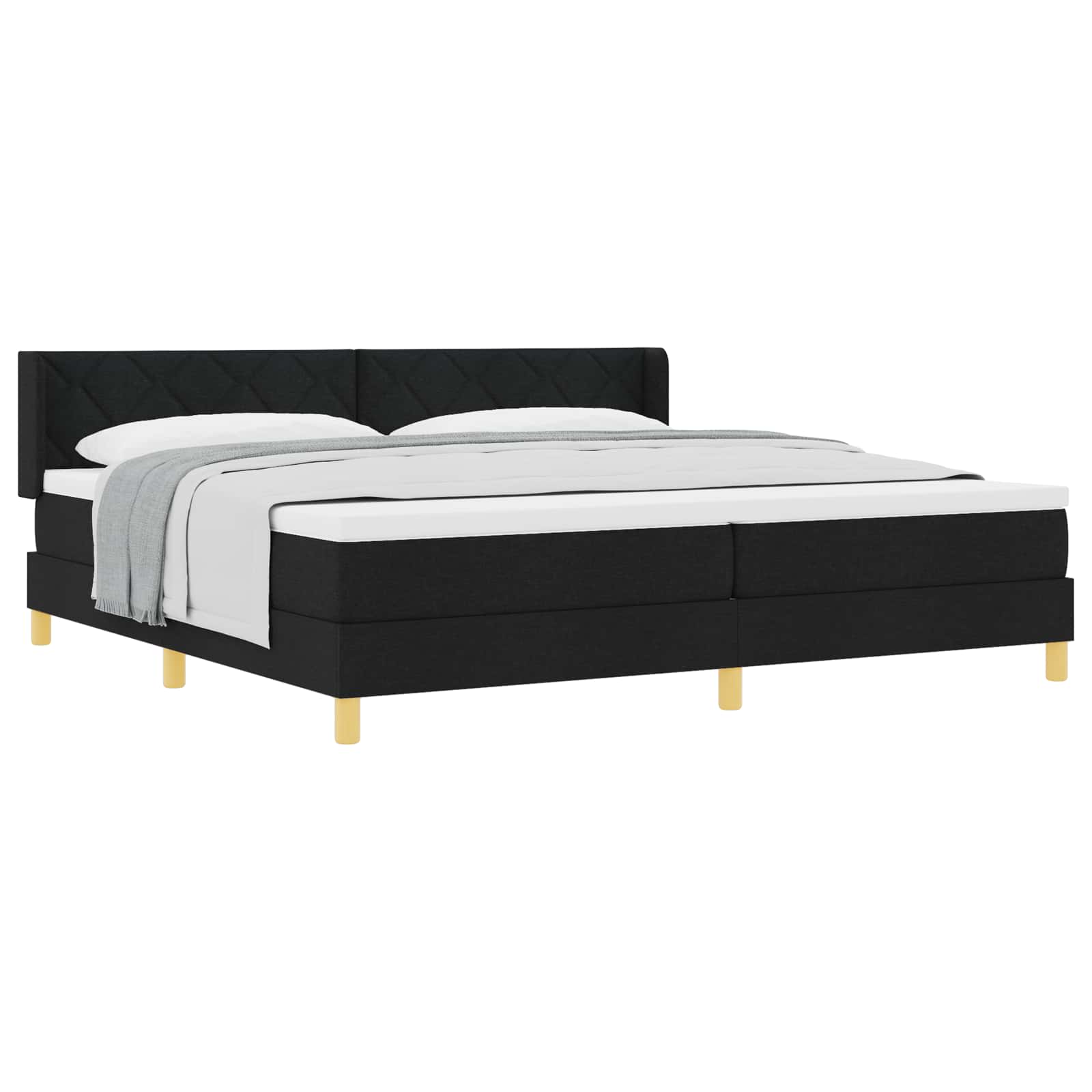 Boxspringbed met matras met hoofdeinde Zwart 200 x 200 cm Stof is nu te koop bij PeponiXL, paradijselijk wonen!