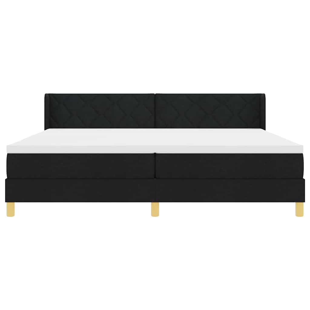 Boxspringbed met matras met hoofdeinde Zwart 200 x 200 cm Stof is nu te koop bij PeponiXL, paradijselijk wonen!