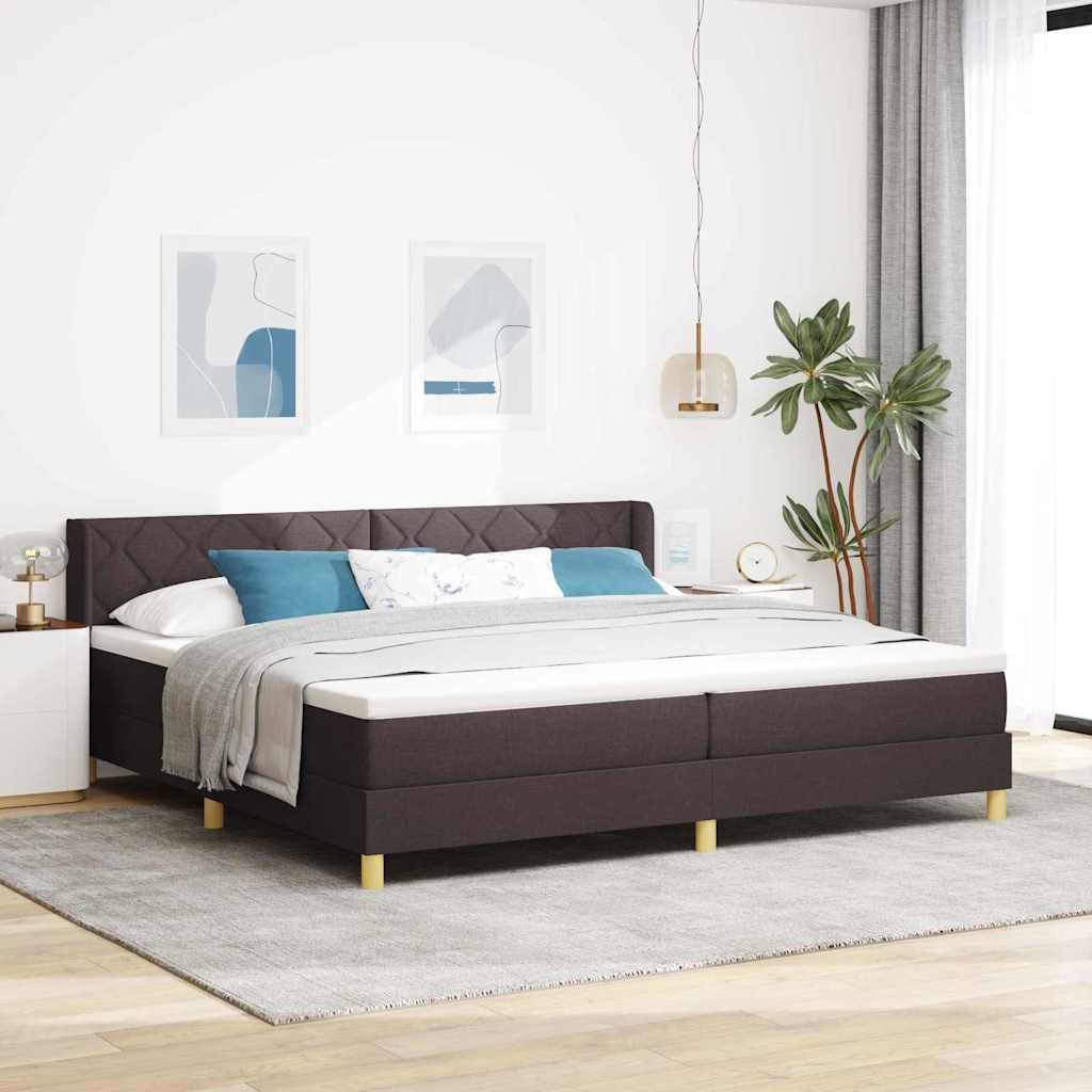 Boxspringbed met matras Donkerbruin 200 x 200 cm Stof is nu te koop bij PeponiXL, paradijselijk wonen!