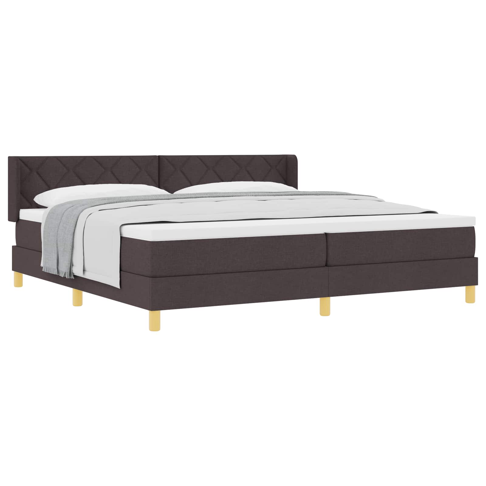 Boxspringbed met matras Donkerbruin 200 x 200 cm Stof is nu te koop bij PeponiXL, paradijselijk wonen!