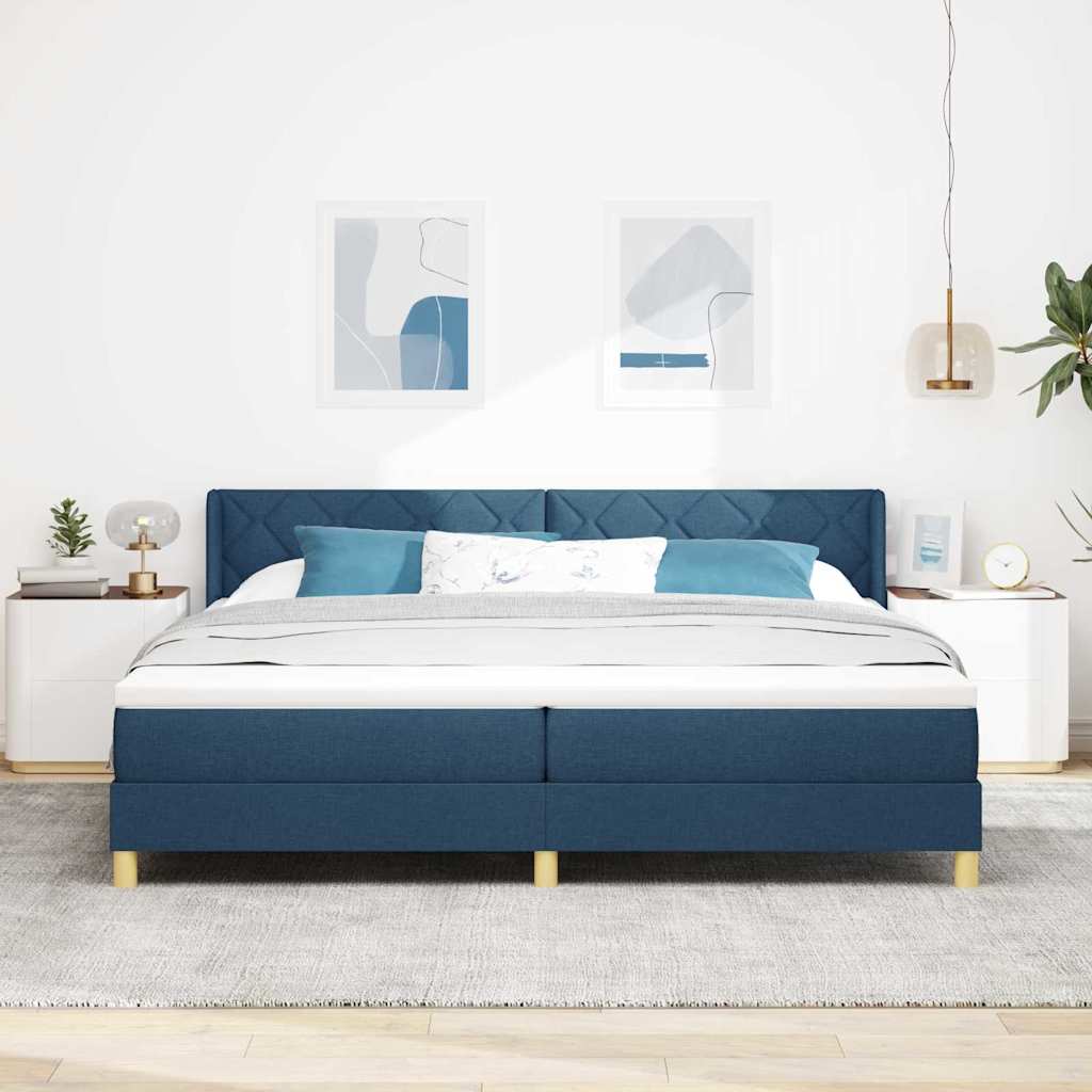 Boxspringbed met matras Blauw 200 x 200 cm Polyester is nu te koop bij PeponiXL, paradijselijk wonen!