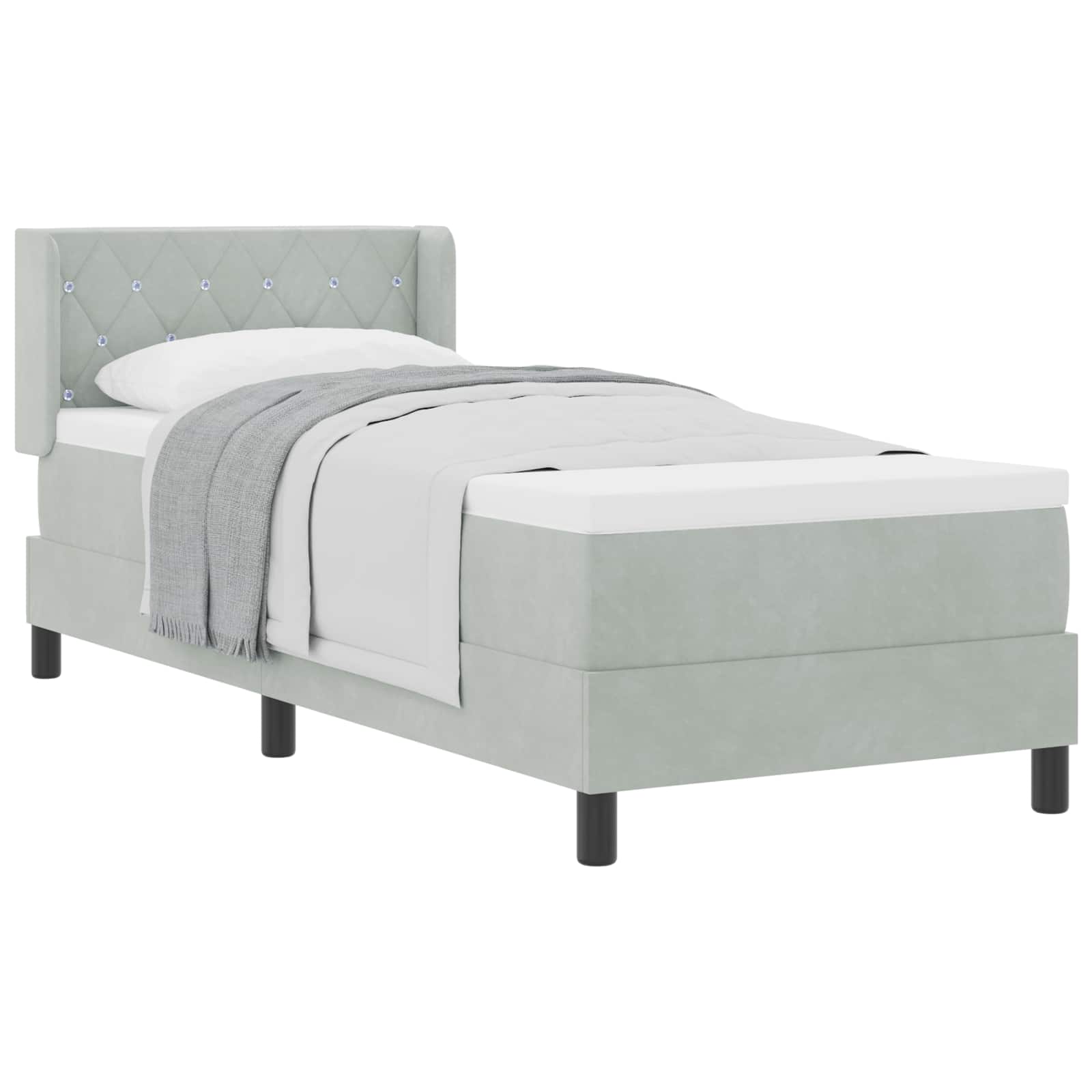 Boxspringbed met hoofdeinde Lichtgrijs 200 x 80 cm Fluweel is nu te koop bij PeponiXL, paradijselijk wonen!
