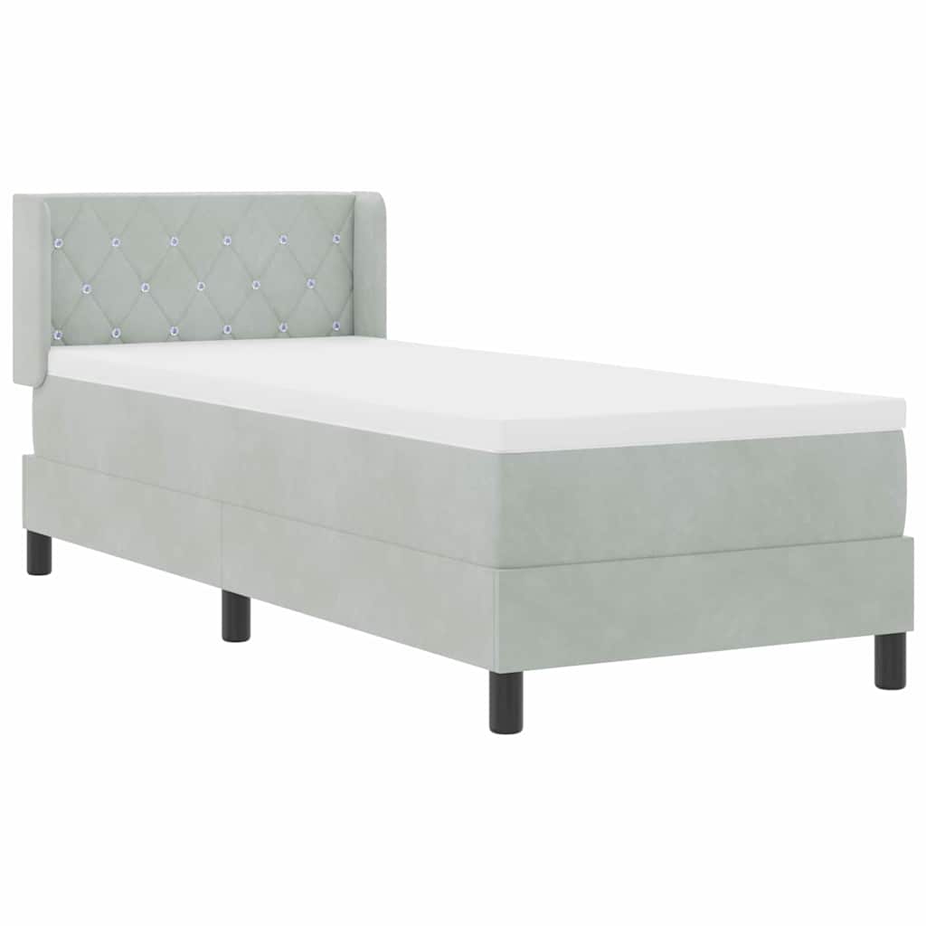Boxspringbed met hoofdeinde Lichtgrijs 200 x 80 cm Fluweel is nu te koop bij PeponiXL, paradijselijk wonen!