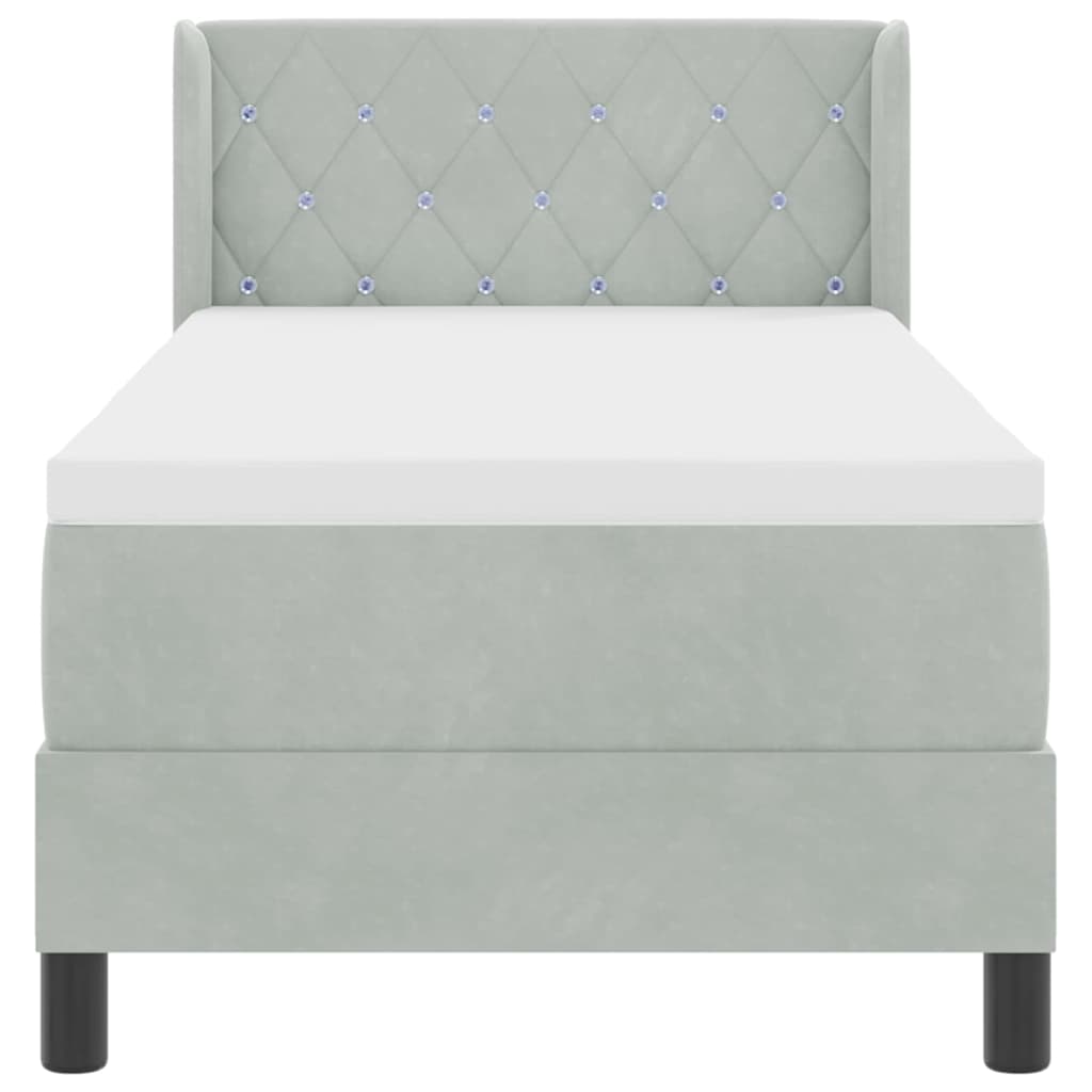 Boxspringbed met hoofdeinde Lichtgrijs 200 x 80 cm Fluweel is nu te koop bij PeponiXL, paradijselijk wonen!