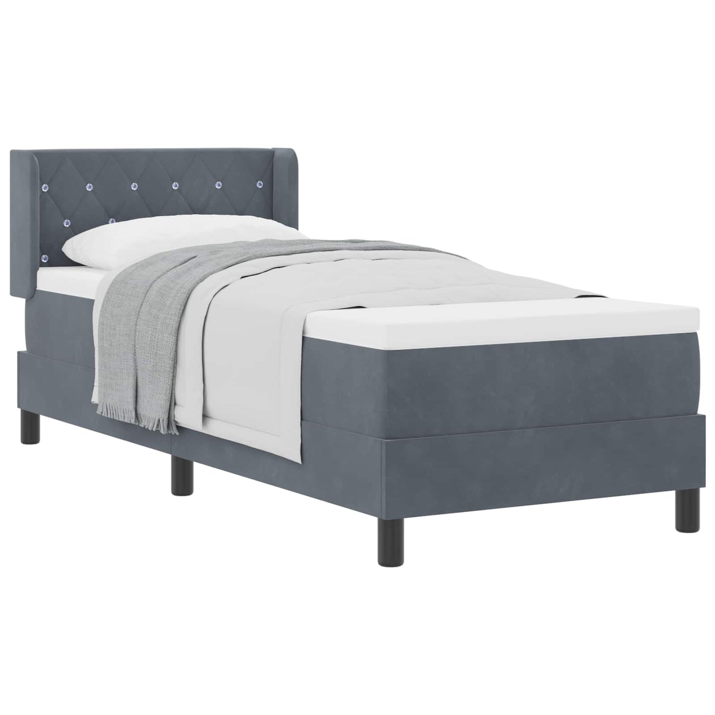 Boxspringbed met hoofdeinde Donkergrijs 200 x 80 cm Fluweel is nu te koop bij PeponiXL, paradijselijk wonen!