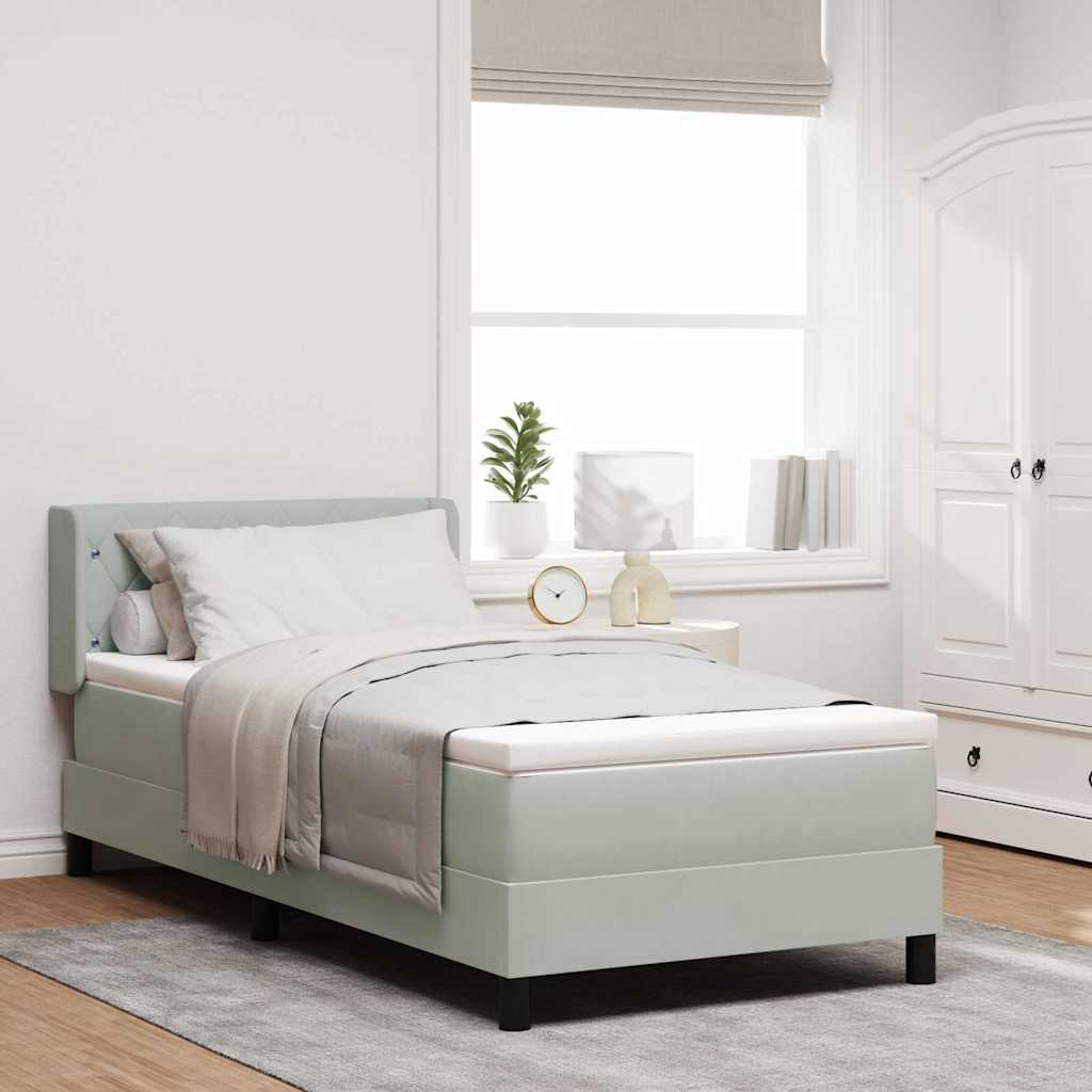 Boxspringbed met hoofdeinde Lichtgrijs 190 x 90 cm Fluweel is nu te koop bij PeponiXL, paradijselijk wonen!
