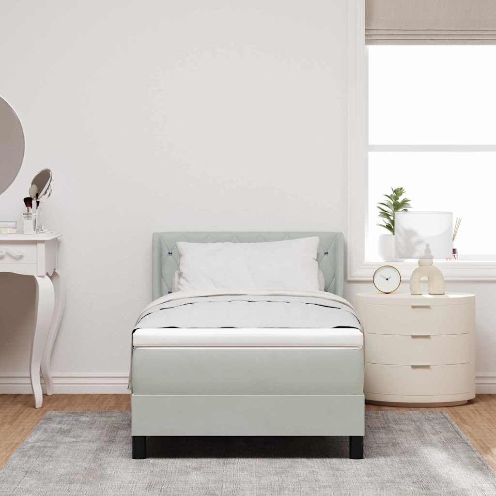 Boxspringbed met hoofdeinde Lichtgrijs 190 x 90 cm Fluweel is nu te koop bij PeponiXL, paradijselijk wonen!