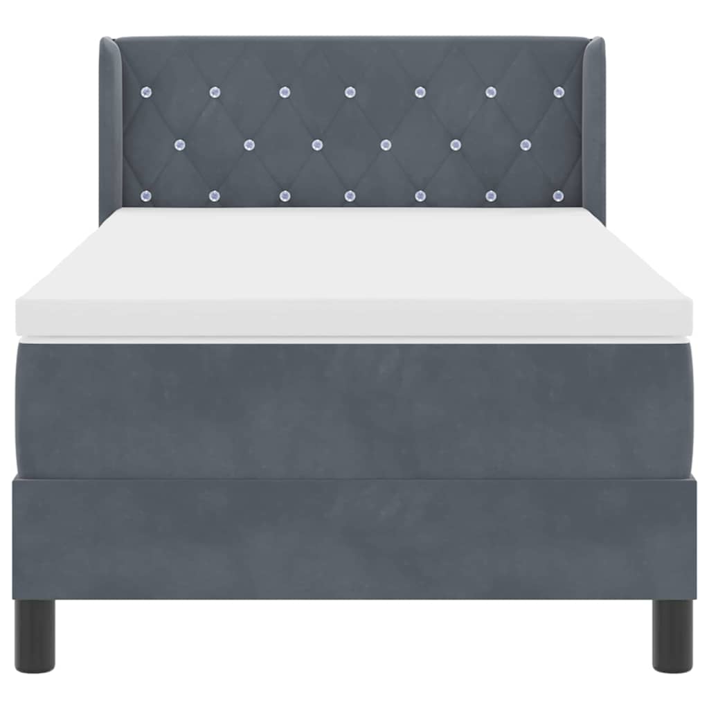 Boxspringbed met hoofdeinde Donkergrijs 190 x 90 cm Fluweel is nu te koop bij PeponiXL, paradijselijk wonen!
