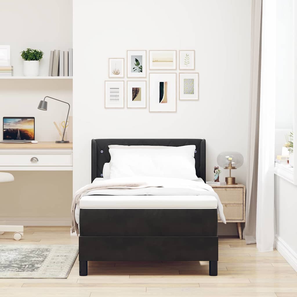 Boxspringbed met hoofdeinde Zwart 190 x 90 cm Fluweel is nu te koop bij PeponiXL, paradijselijk wonen!