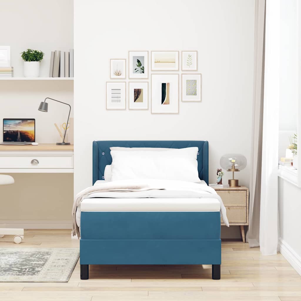 Boxspringbed met hoofdeinde Donkerblauw 190 x 90 cm Fluweel