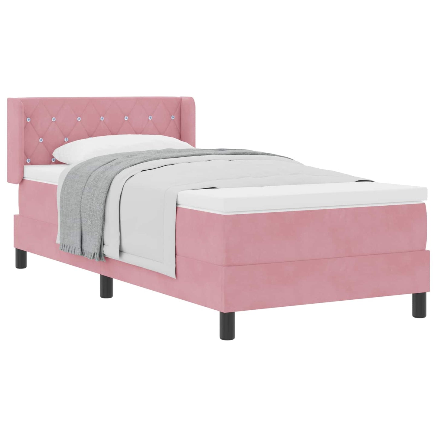 Boxspringbed met hoofdeinde Roze 190 x 90 cm Fluweel