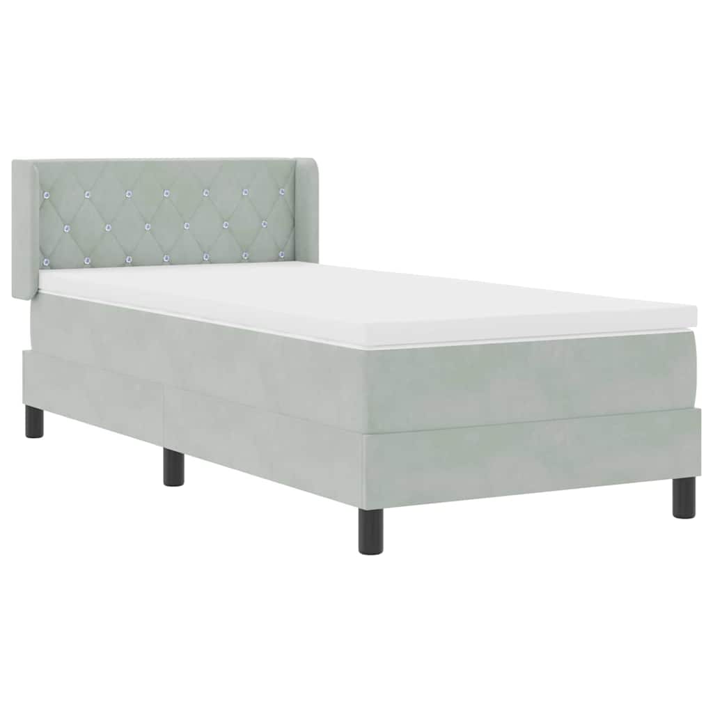 Boxspringbed met hoofdeinde Lichtgrijs 200 x 90 cm Fluweel is nu te koop bij PeponiXL, paradijselijk wonen!