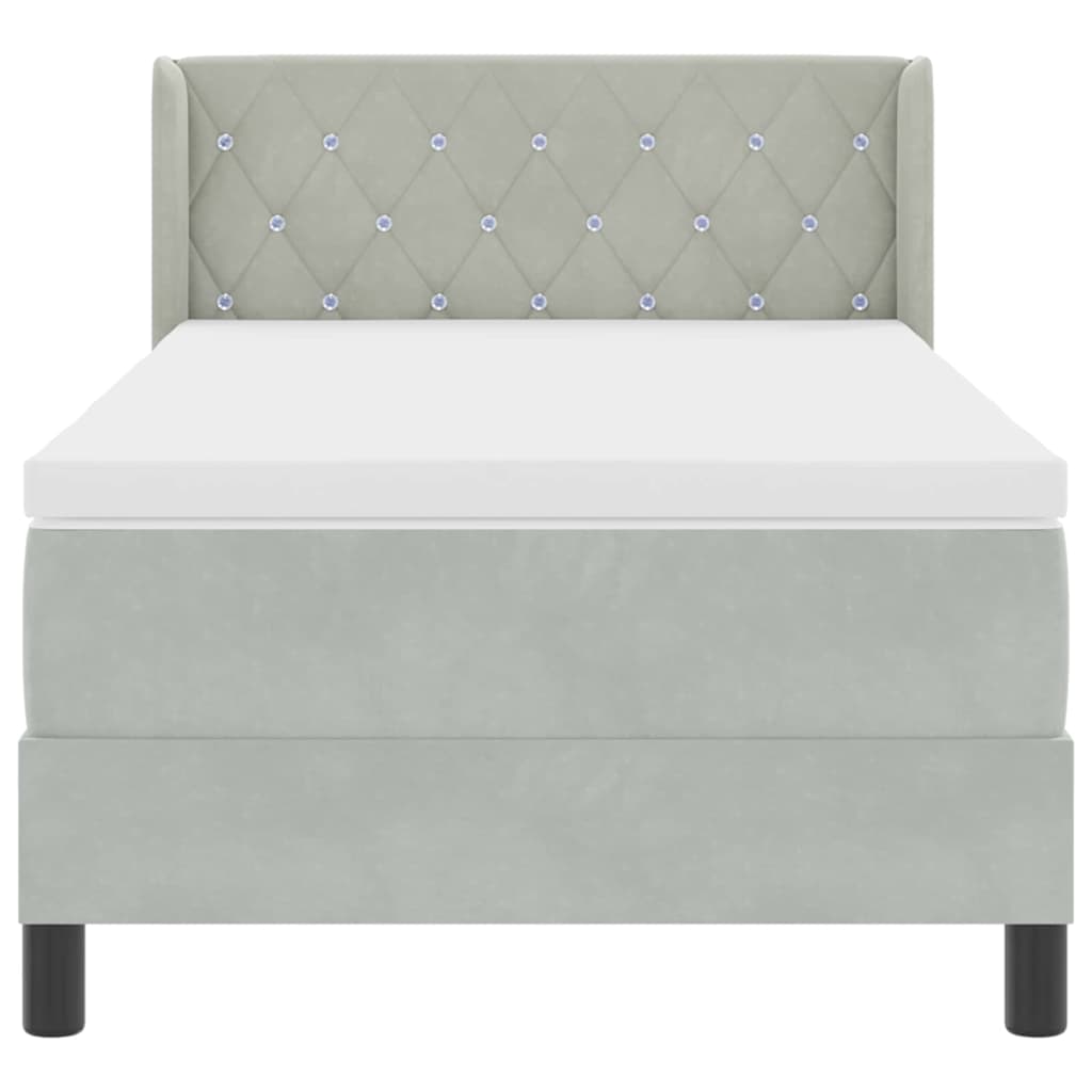 Boxspringbed met hoofdeinde Lichtgrijs 200 x 90 cm Fluweel is nu te koop bij PeponiXL, paradijselijk wonen!