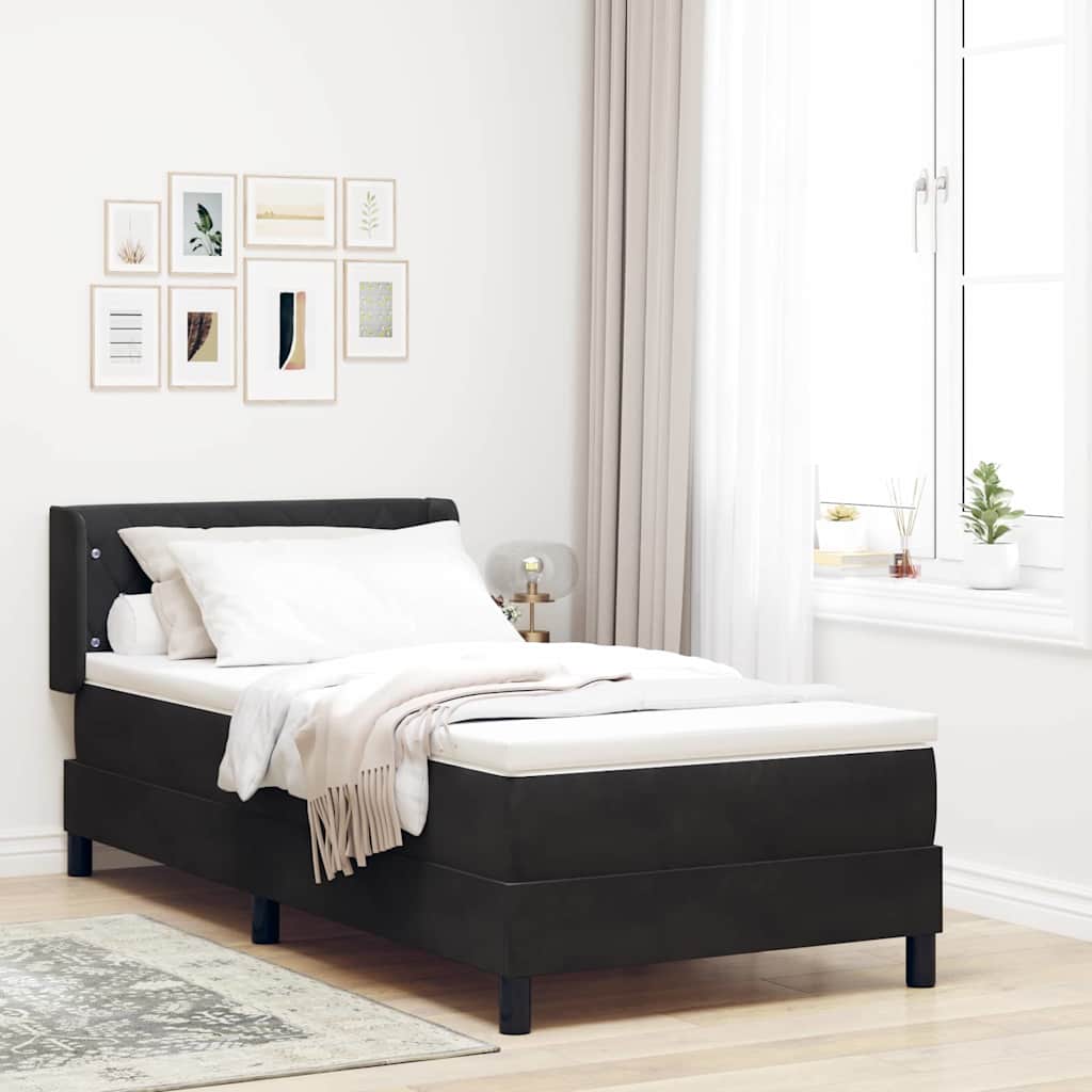 Boxspringbed met hoofdeinde Zwart 200 x 90 cm Fluweel is nu te koop bij PeponiXL, paradijselijk wonen!