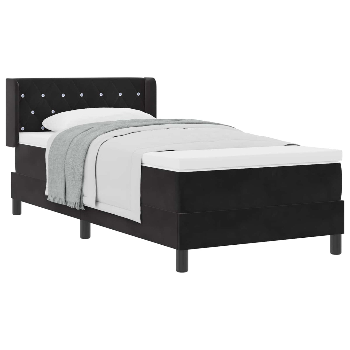 Boxspringbed met hoofdeinde Zwart 200 x 90 cm Fluweel is nu te koop bij PeponiXL, paradijselijk wonen!