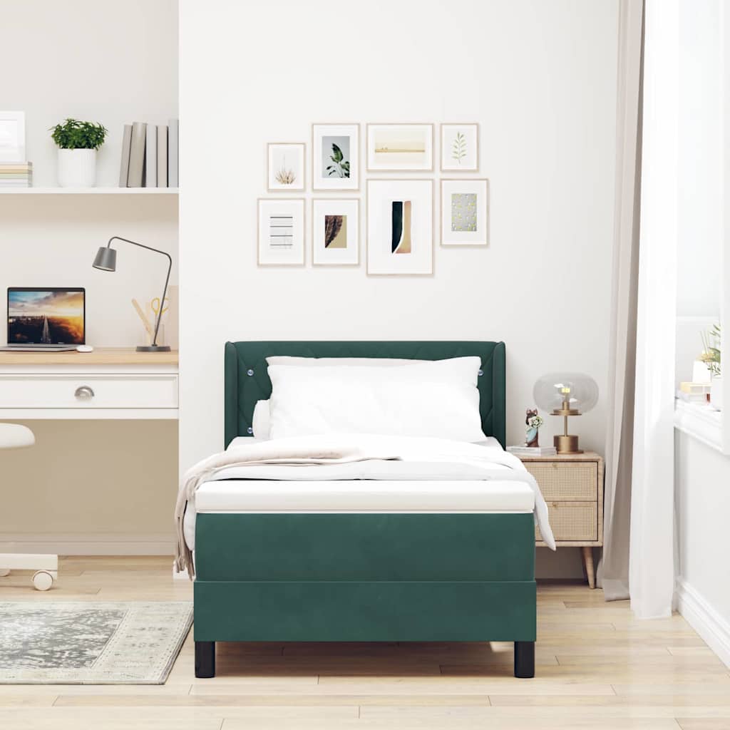 Boxspringbed met hoofdeinde Donkergroen 200 x 90 cm Fluweel is nu te koop bij PeponiXL, paradijselijk wonen!