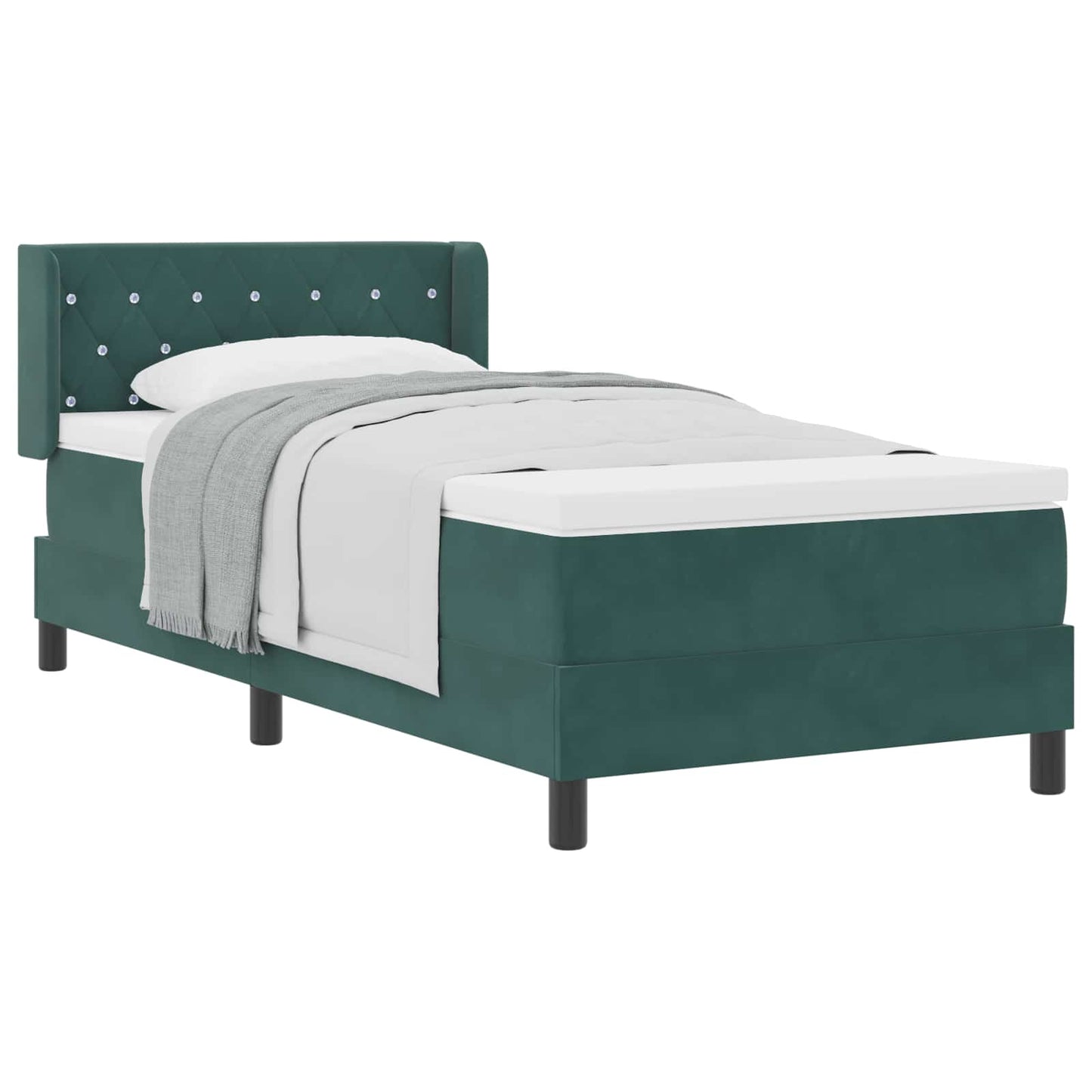 Boxspringbed met hoofdeinde Donkergroen 200 x 90 cm Fluweel is nu te koop bij PeponiXL, paradijselijk wonen!