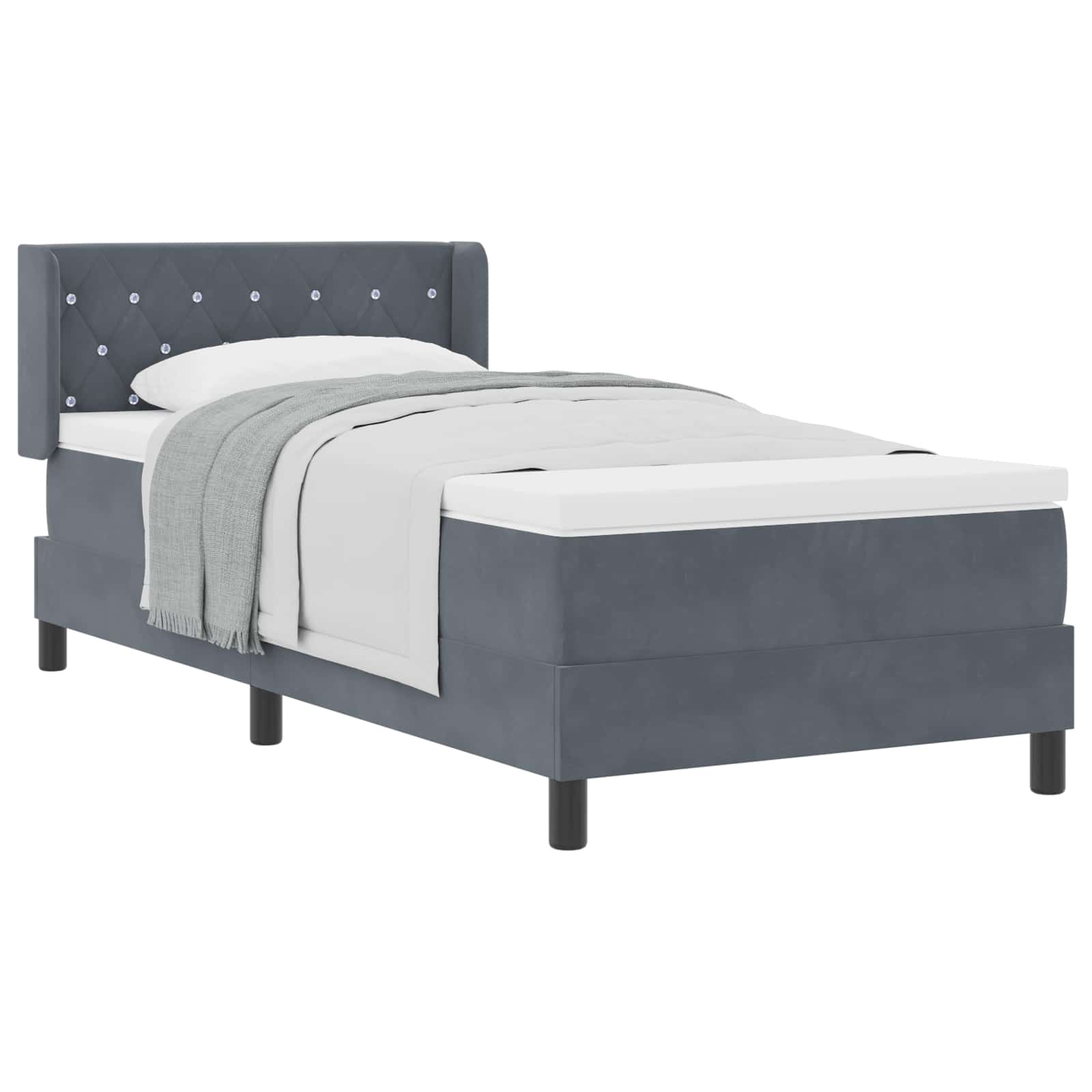Boxspringbed met hoofdeinde Donkergrijs 200 x 100 cm Fluweel is nu te koop bij PeponiXL, paradijselijk wonen!