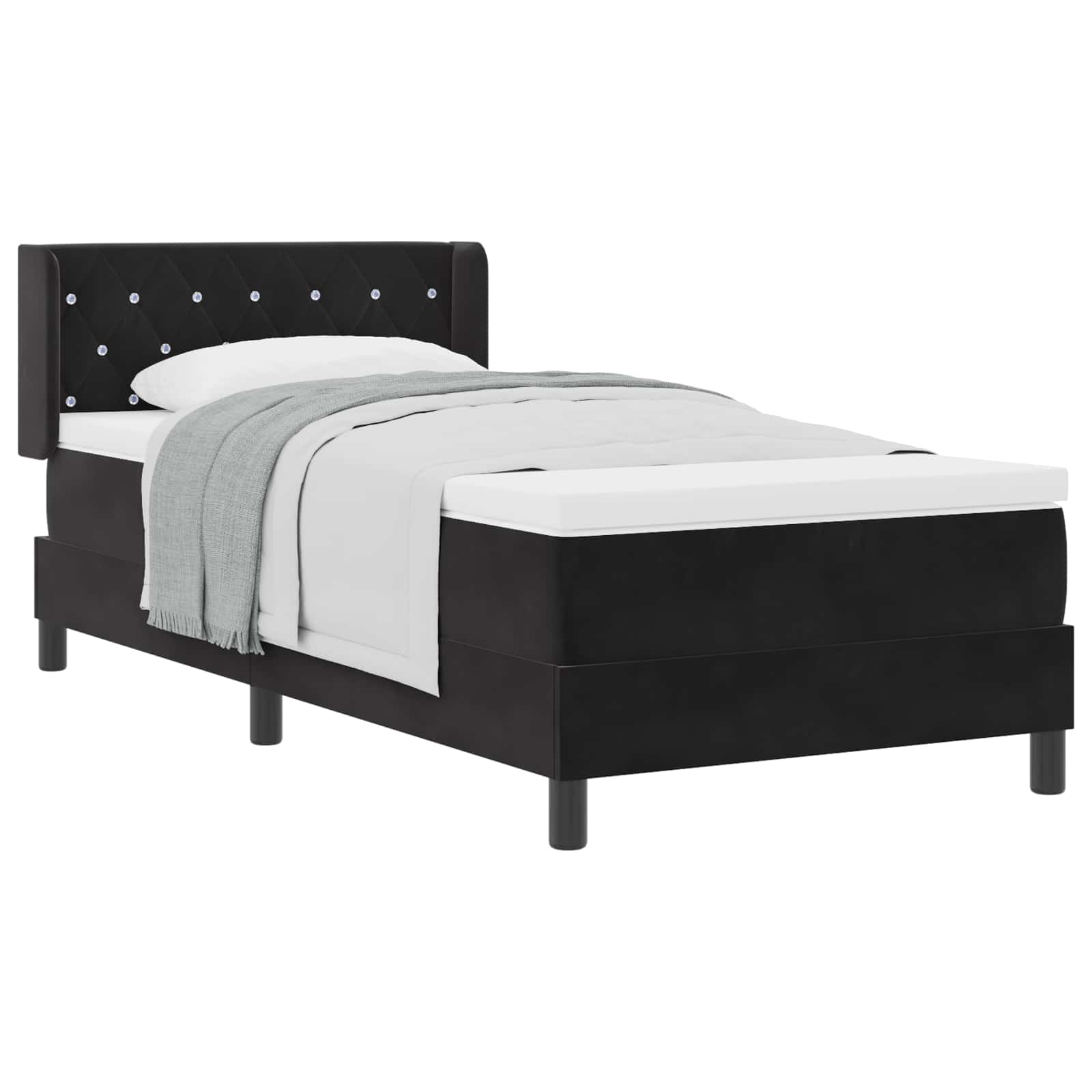 Boxspringbed met hoofdeinde Zwart 200 x 100 cm Fluweel is nu te koop bij PeponiXL, paradijselijk wonen!