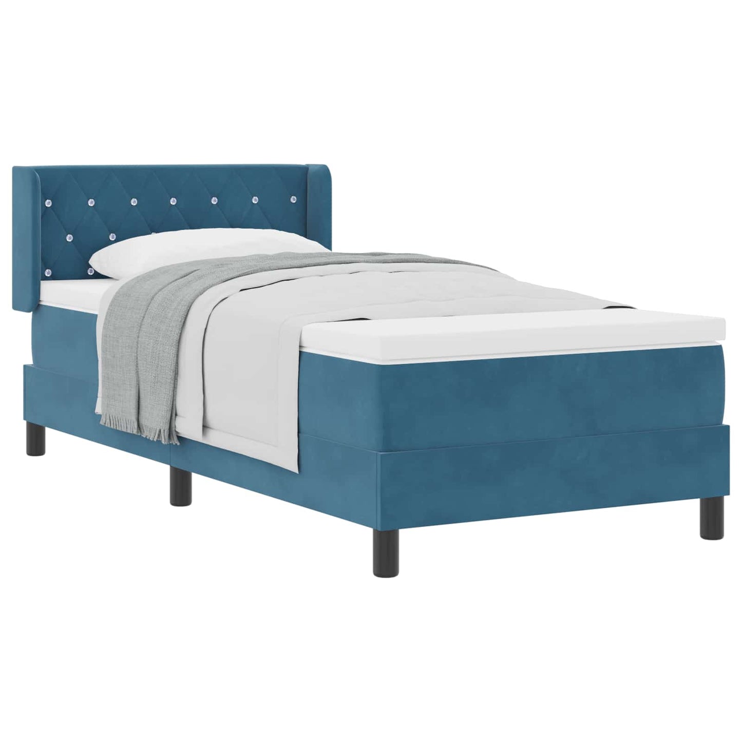 Boxspringbed met hoofdeinde Donkerblauw 200 x 100 cm Fluweel