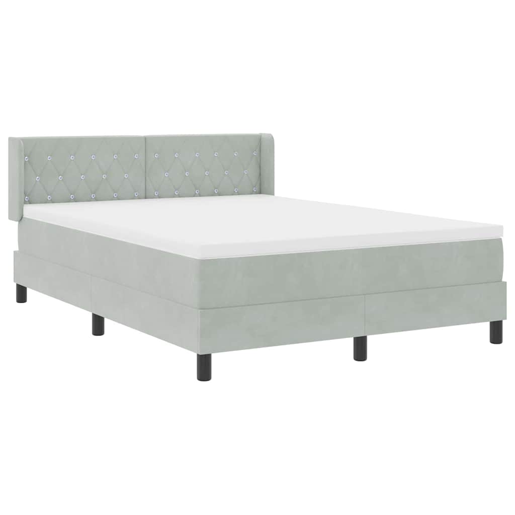 Boxspringbed met hoofdeinde Lichtgrijs 190 x 140 cm Fluweel is nu te koop bij PeponiXL, paradijselijk wonen!