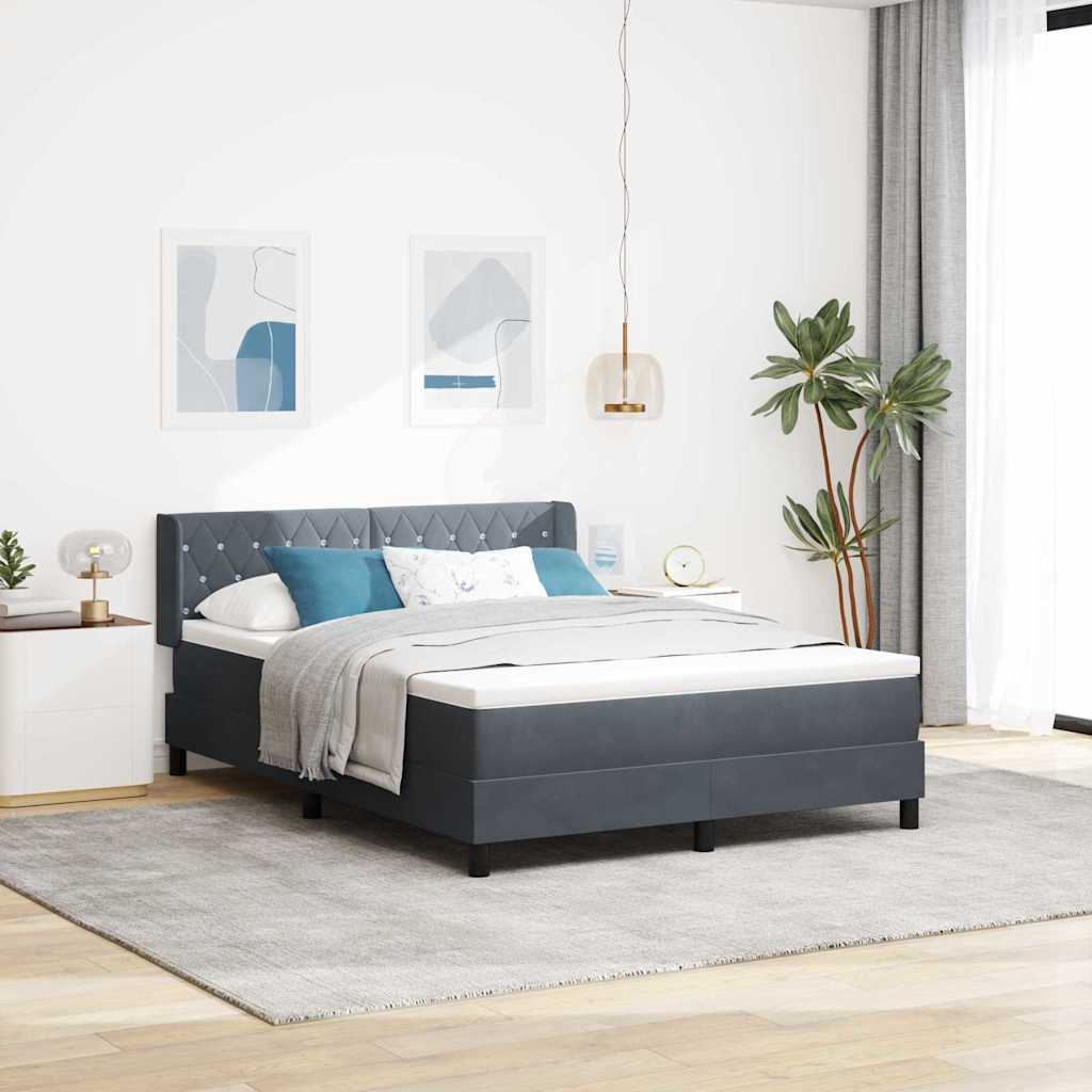 Boxspringbed met hoofdeinde Donkergrijs 190 x 140 cm Fluweel is nu te koop bij PeponiXL, paradijselijk wonen!
