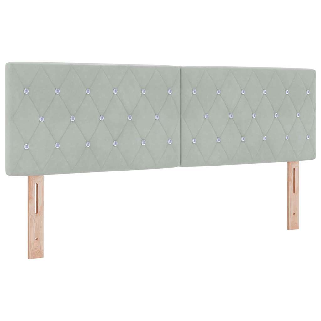 Boxspringbed met hoofdeinde Lichtgrijs 200 x 140 cm Fluweel is nu te koop bij PeponiXL, paradijselijk wonen!