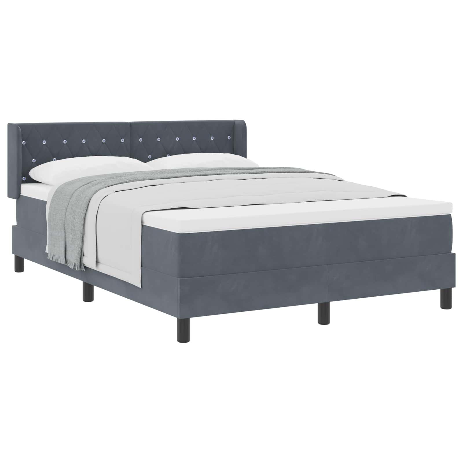 Boxspringbed met hoofdeinde Donkergrijs 200 x 140 cm Fluweel is nu te koop bij PeponiXL, paradijselijk wonen!