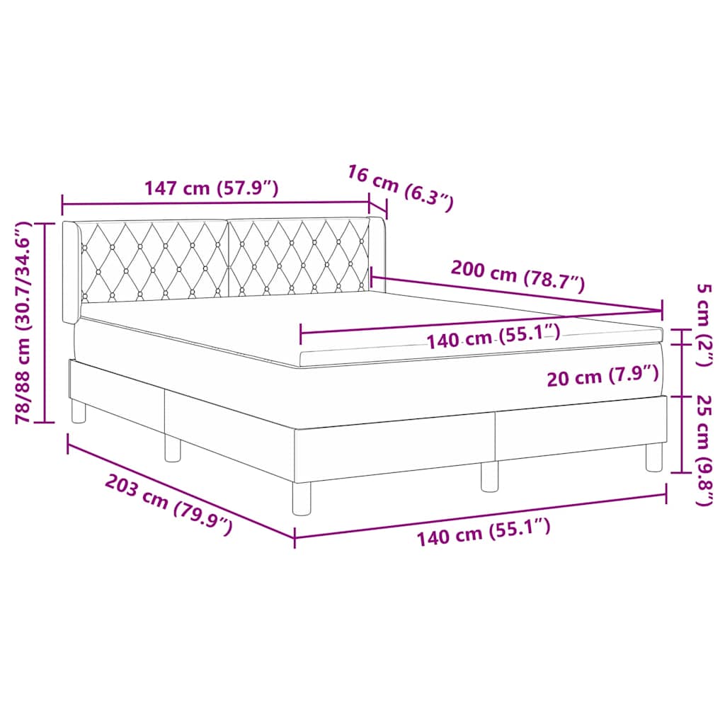 Boxspringbed met hoofdeinde Donkergrijs 200 x 140 cm Fluweel is nu te koop bij PeponiXL, paradijselijk wonen!