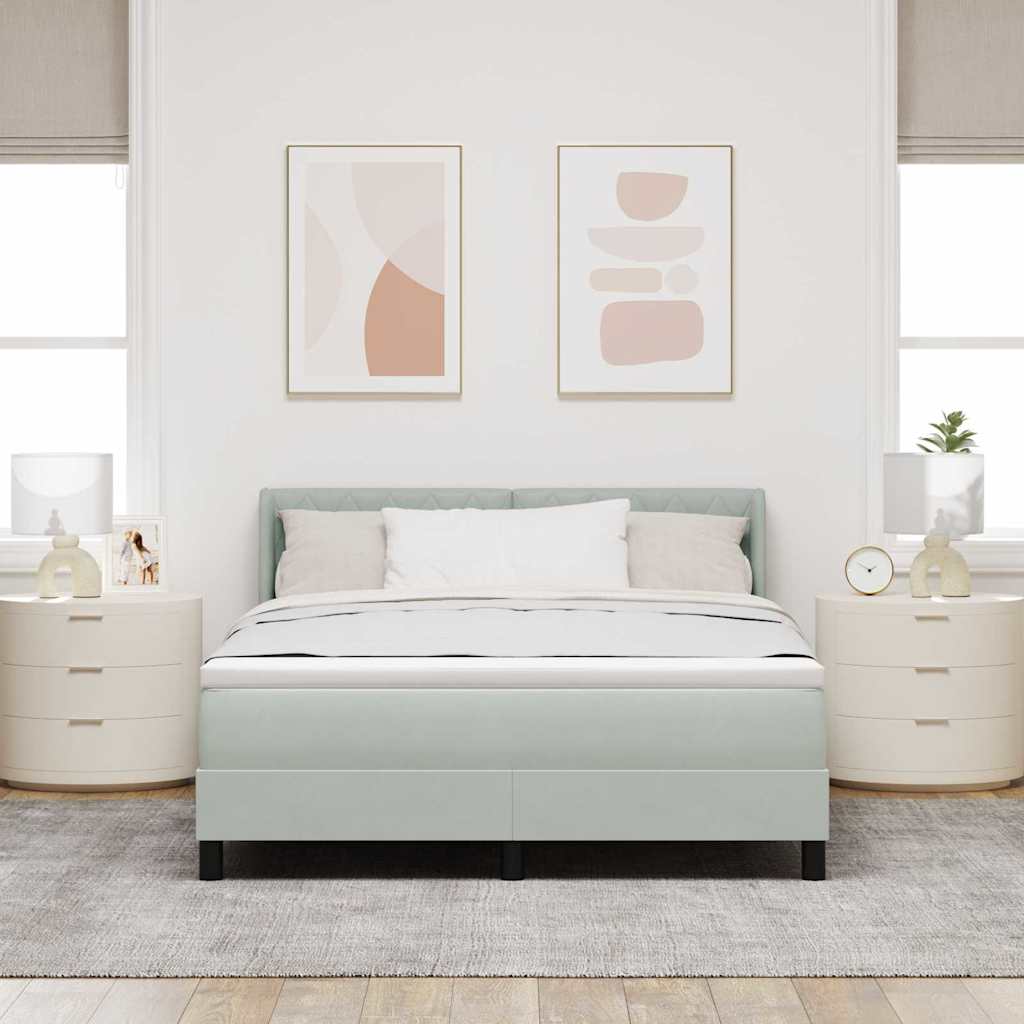 Boxspringbed met hoofdeinde Lichtgrijs 200 x 160 cm Fluweel is nu te koop bij PeponiXL, paradijselijk wonen!