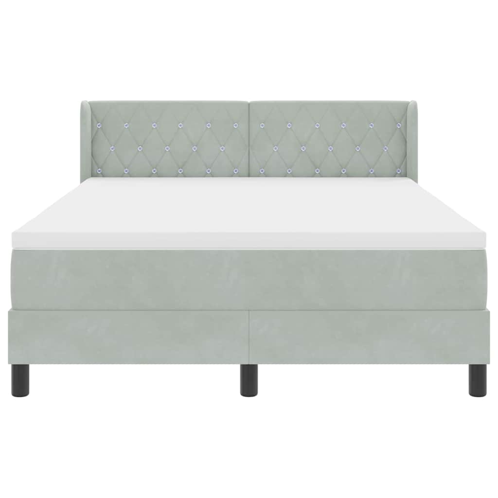 Boxspringbed met hoofdeinde Lichtgrijs 200 x 160 cm Fluweel is nu te koop bij PeponiXL, paradijselijk wonen!