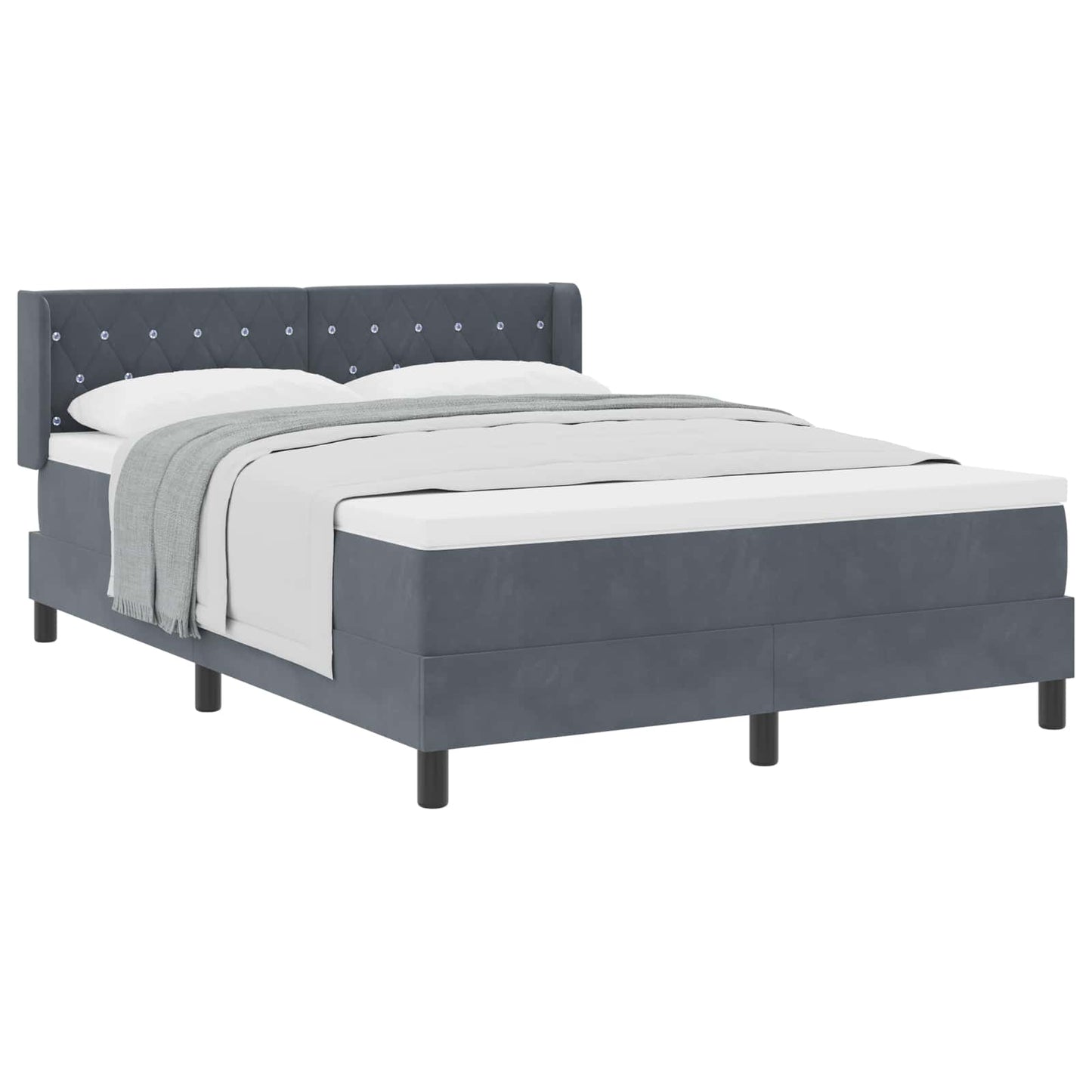 Boxspringbed met hoofdeinde Donkergrijs 200 x 160 cm Fluweel is nu te koop bij PeponiXL, paradijselijk wonen!