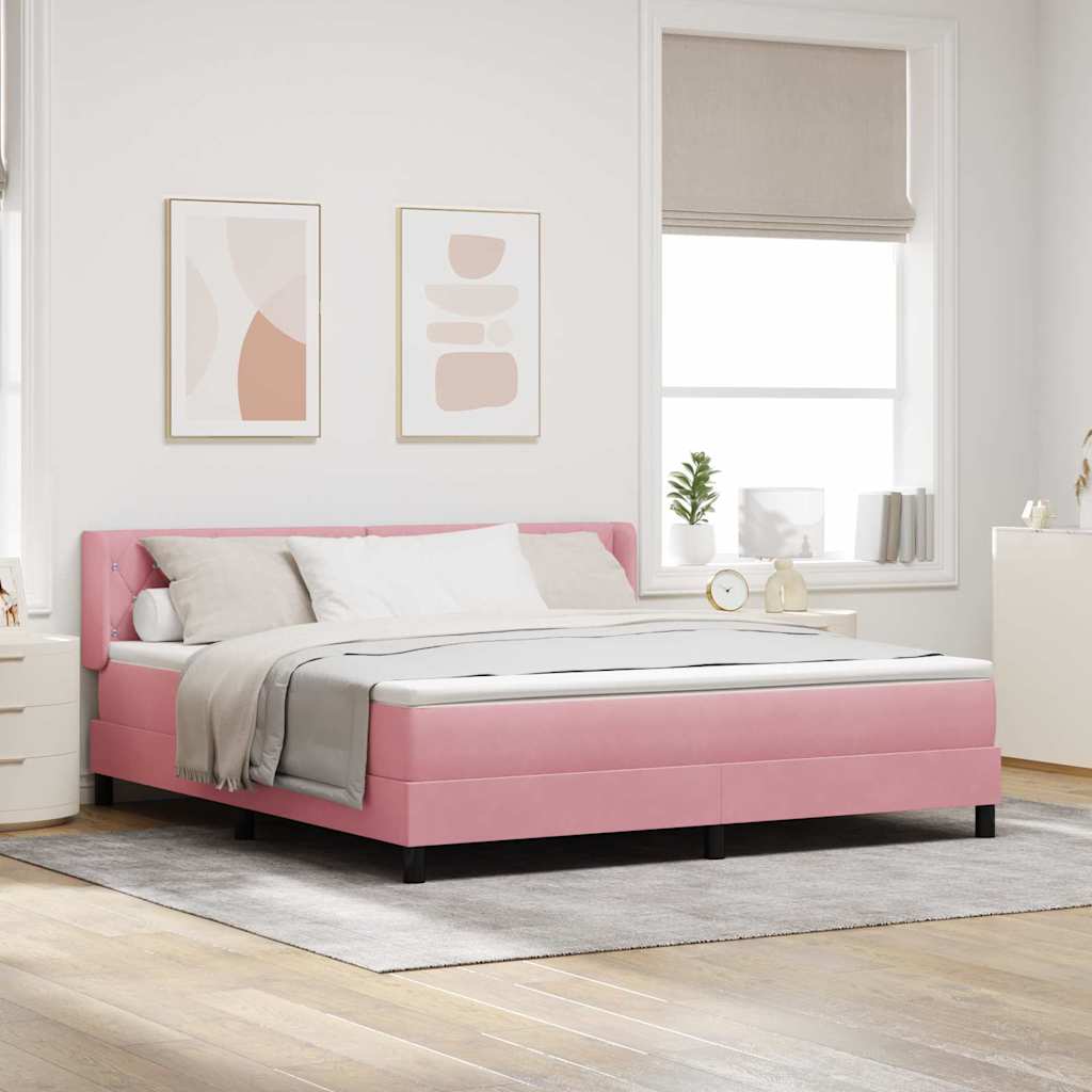 Boxspringbed met hoofdeinde Roze 200 x 180 cm Fluweel is nu te koop bij PeponiXL, paradijselijk wonen!