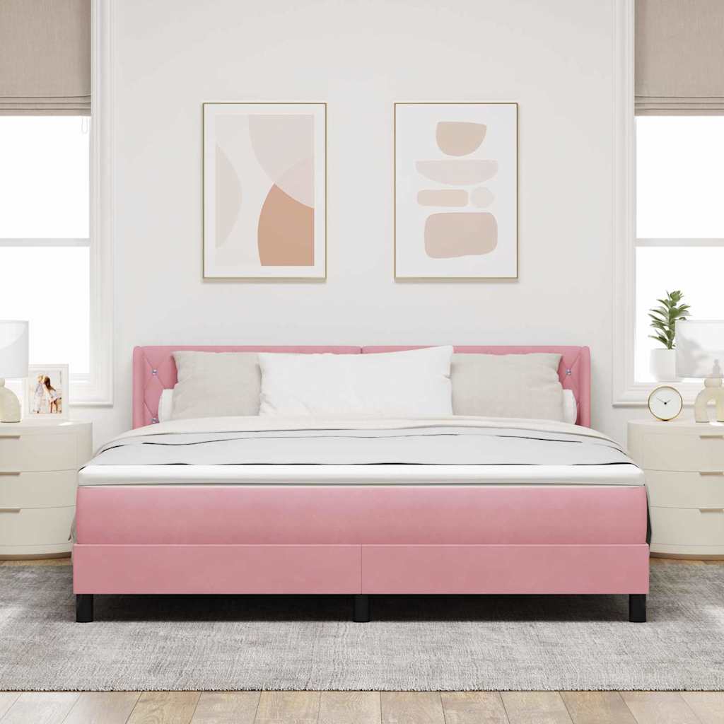 Boxspringbed met hoofdeinde Roze 200 x 180 cm Fluweel is nu te koop bij PeponiXL, paradijselijk wonen!