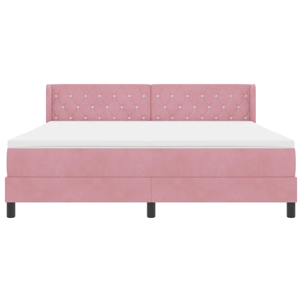 Boxspringbed met hoofdeinde Roze 200 x 180 cm Fluweel is nu te koop bij PeponiXL, paradijselijk wonen!