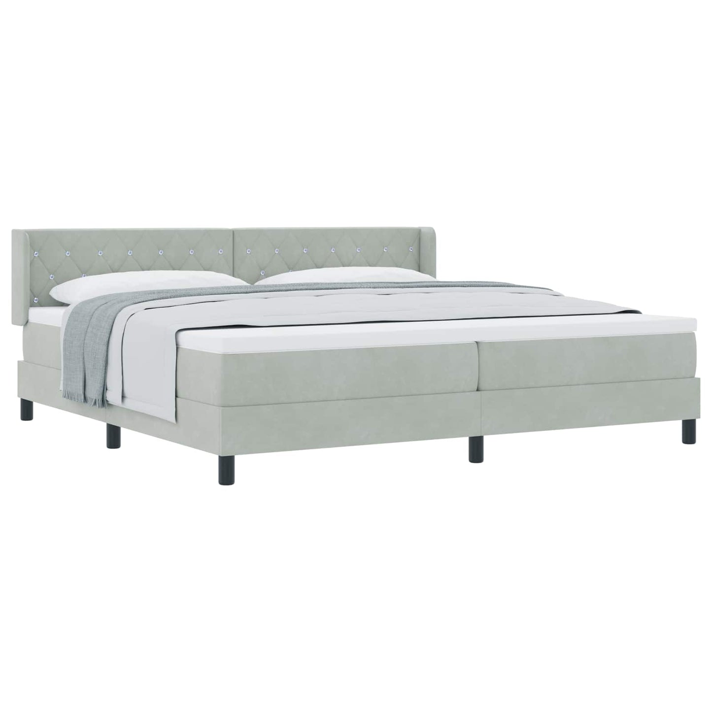 Boxspringbed met hoofdeinde Lichtgrijs 200 x 200 cm Fluweel is nu te koop bij PeponiXL, paradijselijk wonen!