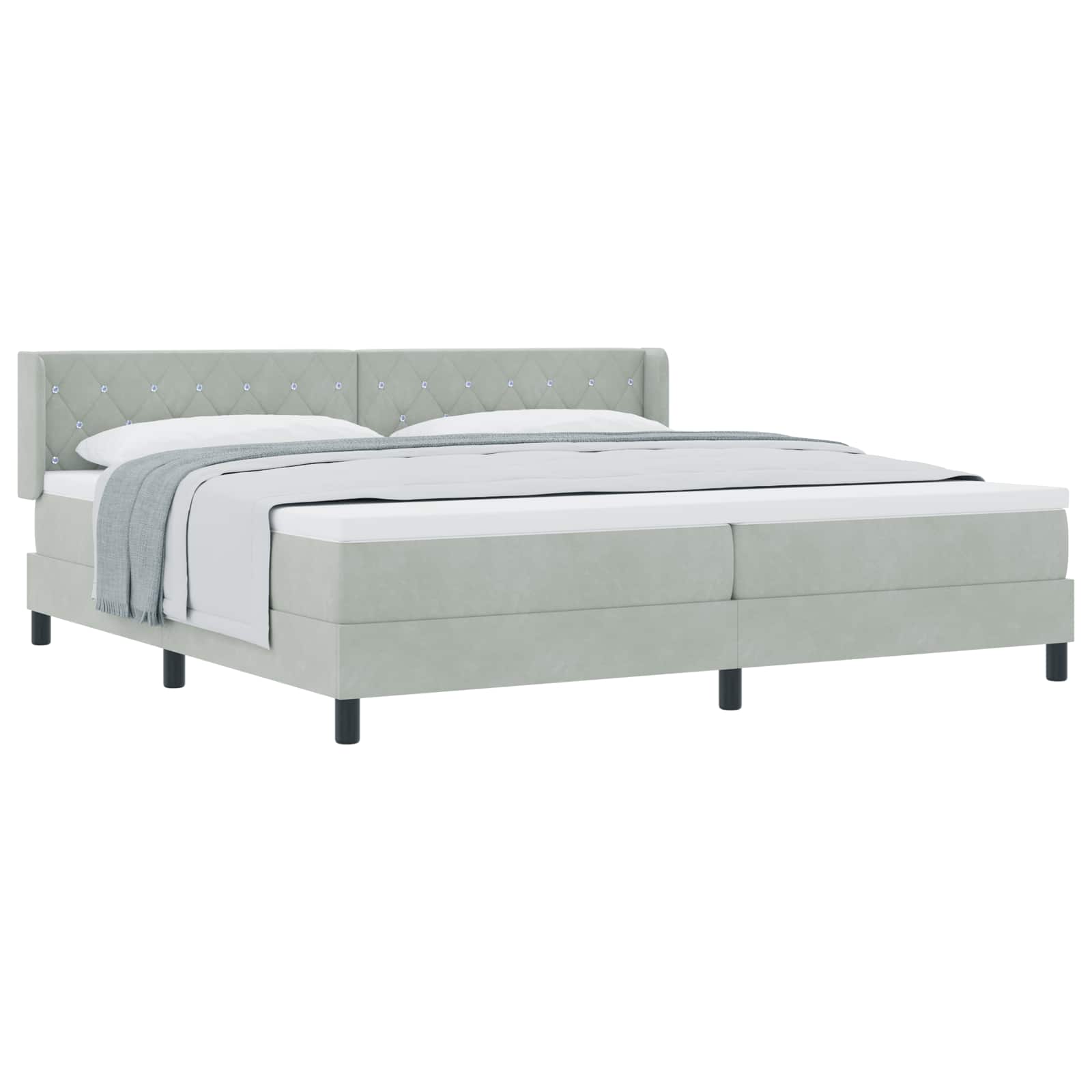 Boxspringbed met hoofdeinde Lichtgrijs 200 x 200 cm Fluweel is nu te koop bij PeponiXL, paradijselijk wonen!