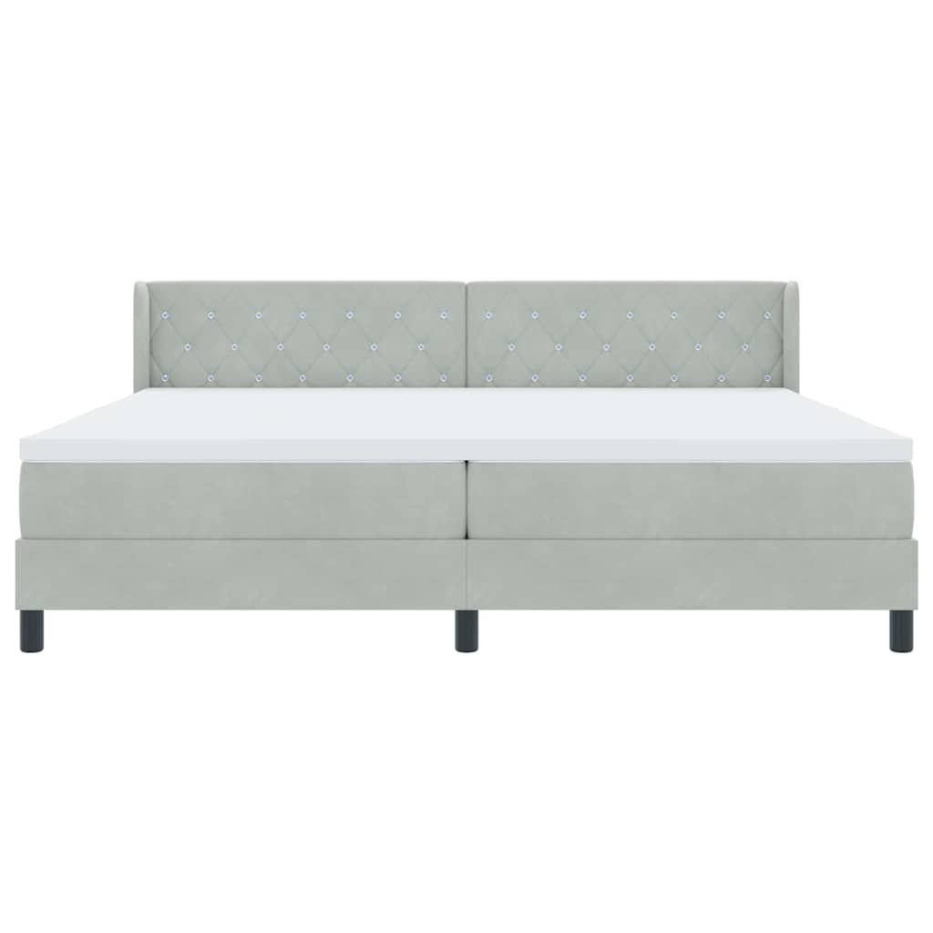 Boxspringbed met hoofdeinde Lichtgrijs 200 x 200 cm Fluweel is nu te koop bij PeponiXL, paradijselijk wonen!