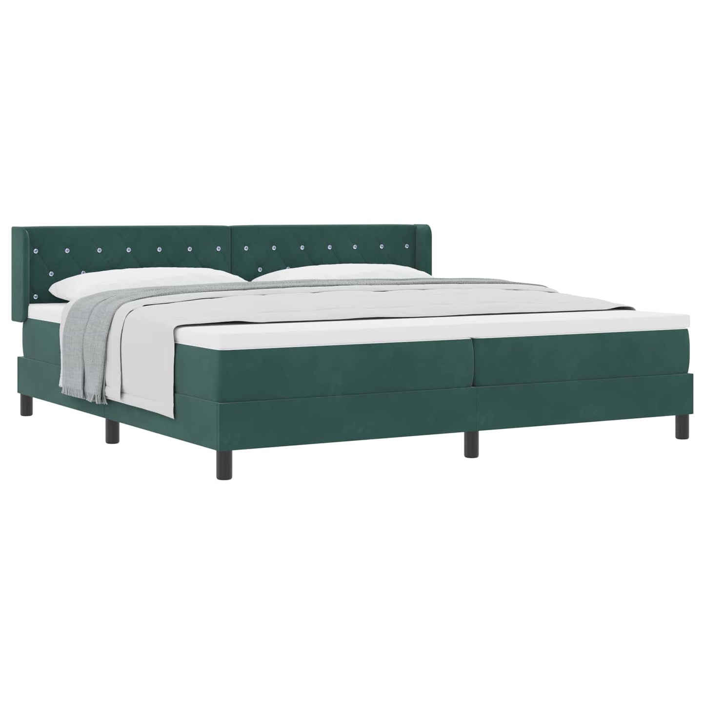 Boxspringbed met hoofdeinde Donkergroen 200 x 200 cm Fluweel is nu te koop bij PeponiXL, paradijselijk wonen!