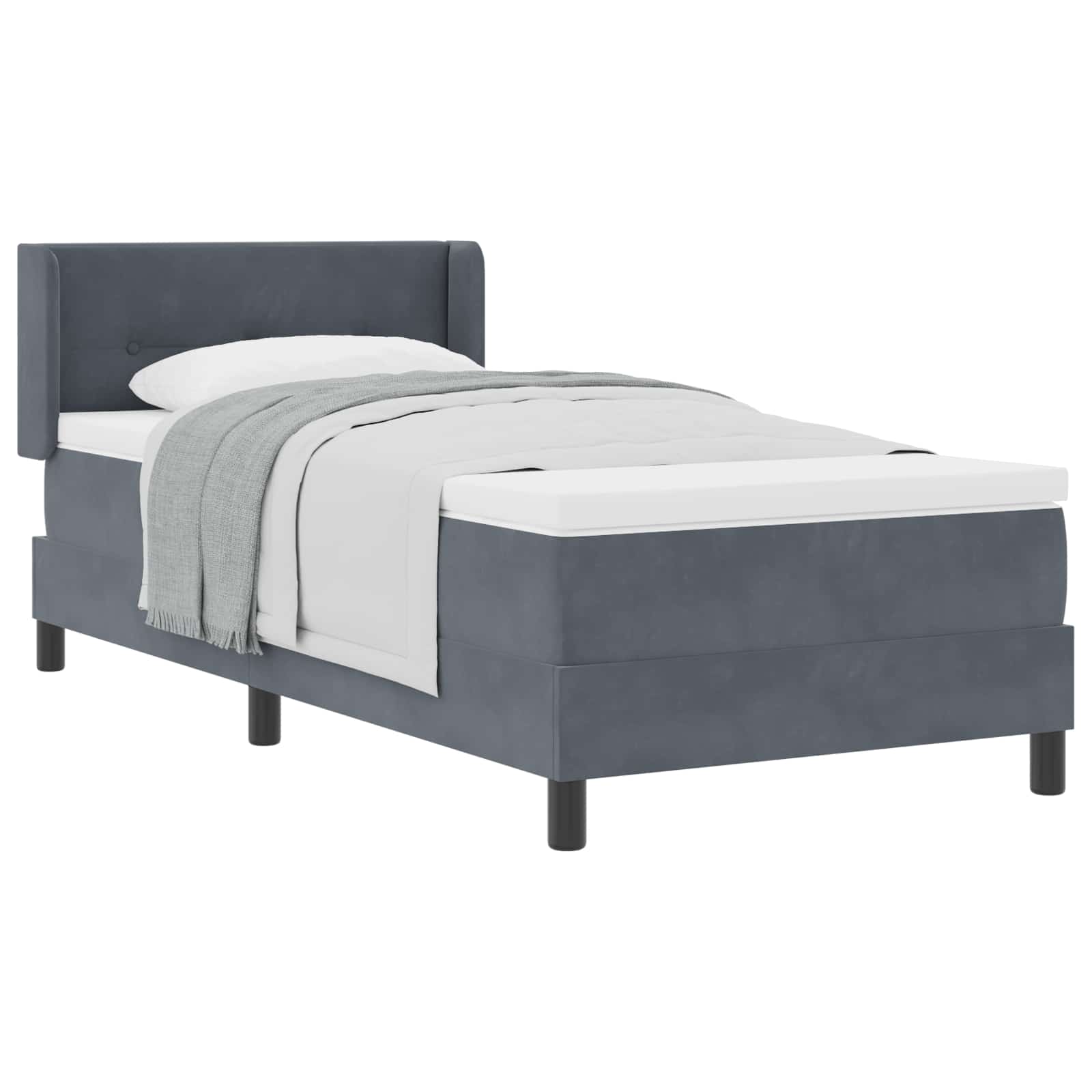 Boxspringbed met hoofdeinde Donkergrijs 200 x 80 cm Fluweel is nu te koop bij PeponiXL, paradijselijk wonen!