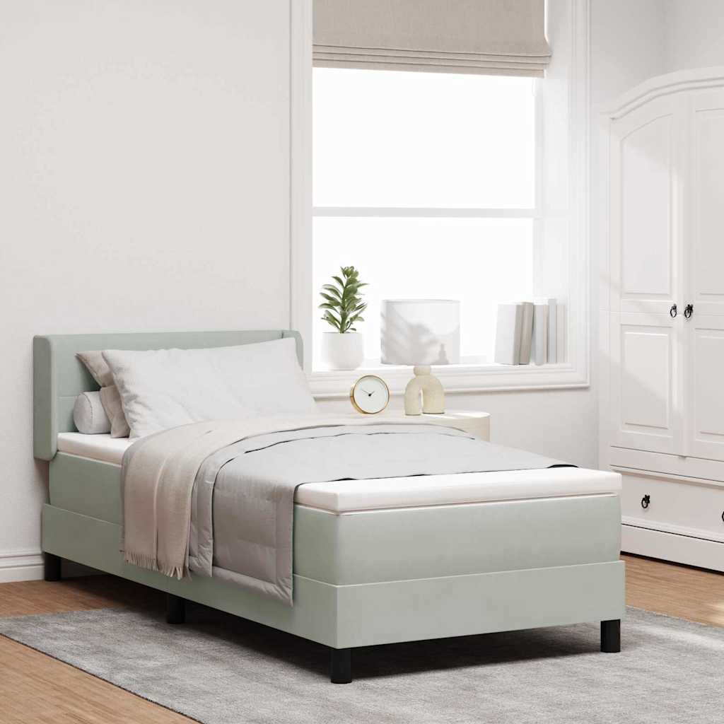 Boxspringbed met hoofdeinde Lichtgrijs 190 x 90 cm Fluweel is nu te koop bij PeponiXL, paradijselijk wonen!
