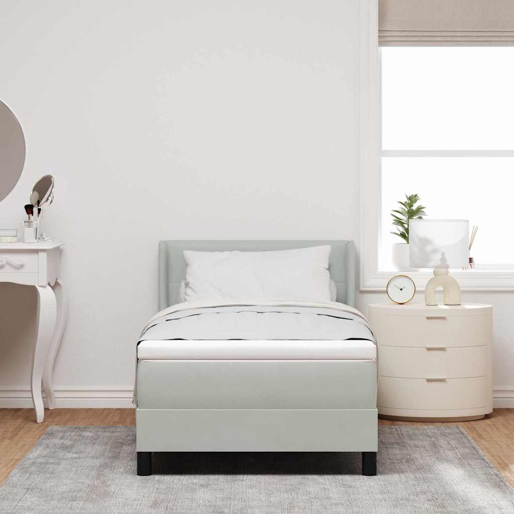 Boxspringbed met hoofdeinde Lichtgrijs 190 x 90 cm Fluweel is nu te koop bij PeponiXL, paradijselijk wonen!
