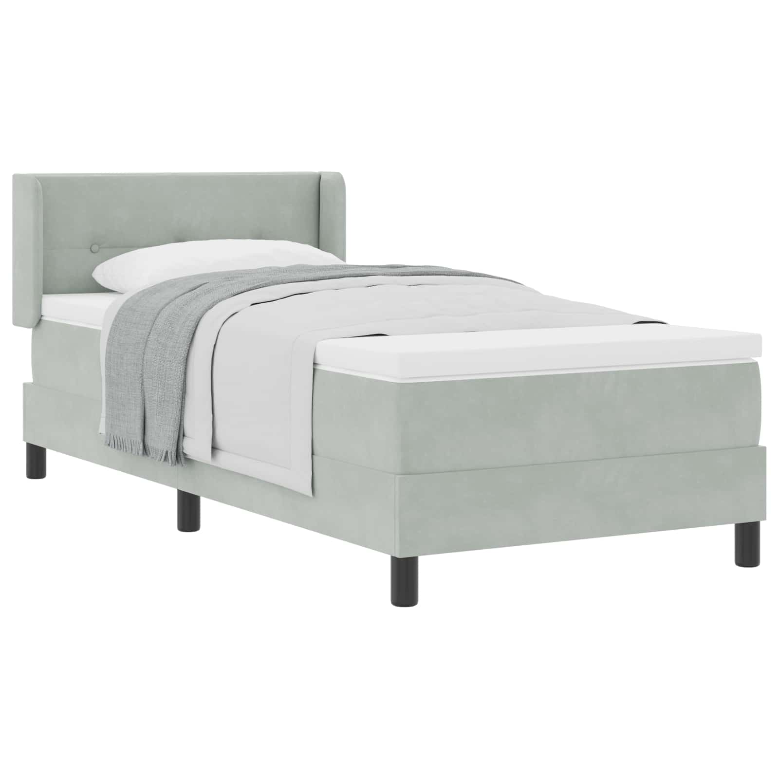 Boxspringbed met hoofdeinde Lichtgrijs 200 x 100 cm Fluweel is nu te koop bij PeponiXL, paradijselijk wonen!