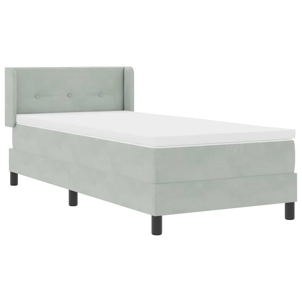 Boxspringbed met hoofdeinde Lichtgrijs 200 x 100 cm Fluweel is nu te koop bij PeponiXL, paradijselijk wonen!