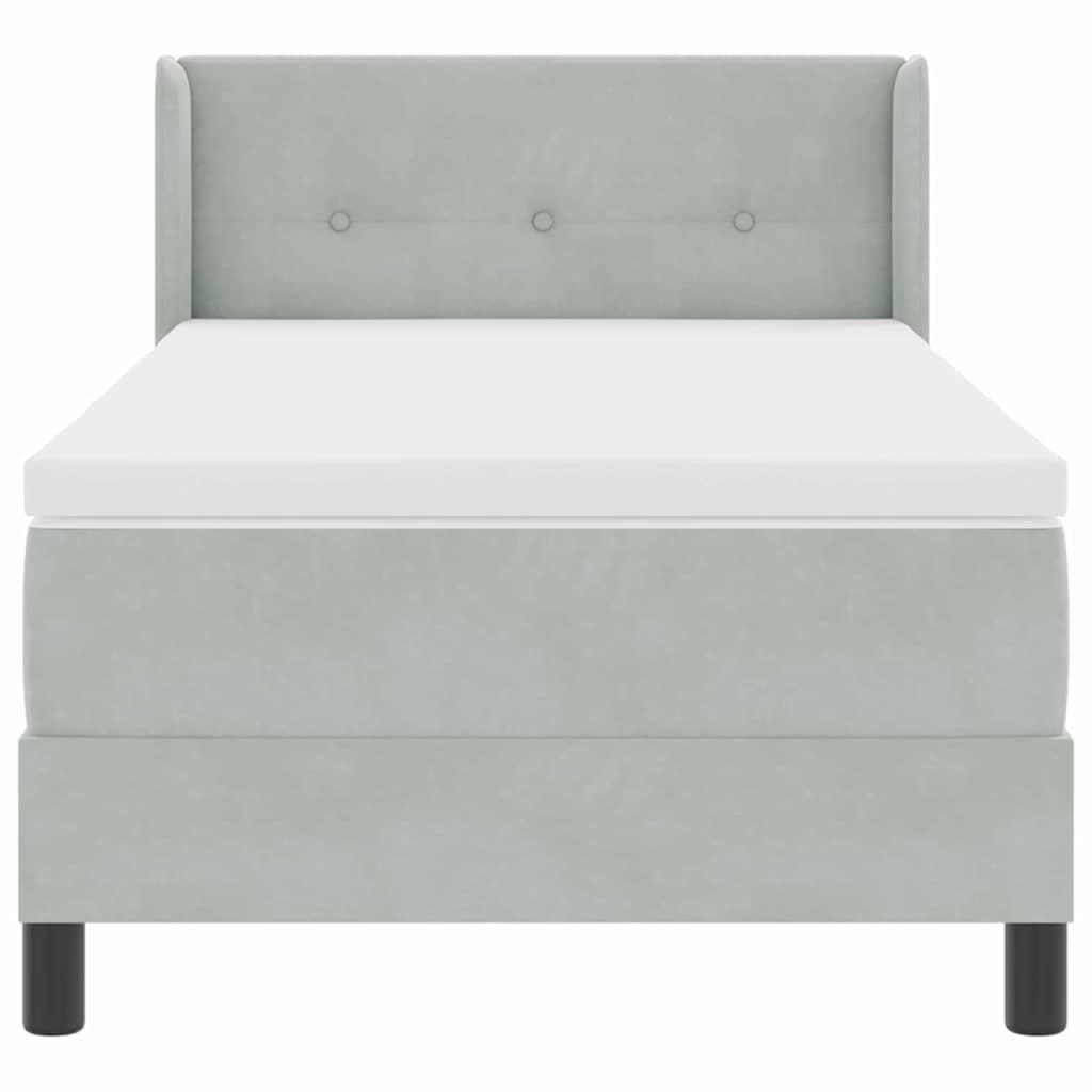 Boxspringbed met hoofdeinde Lichtgrijs 200 x 100 cm Fluweel is nu te koop bij PeponiXL, paradijselijk wonen!