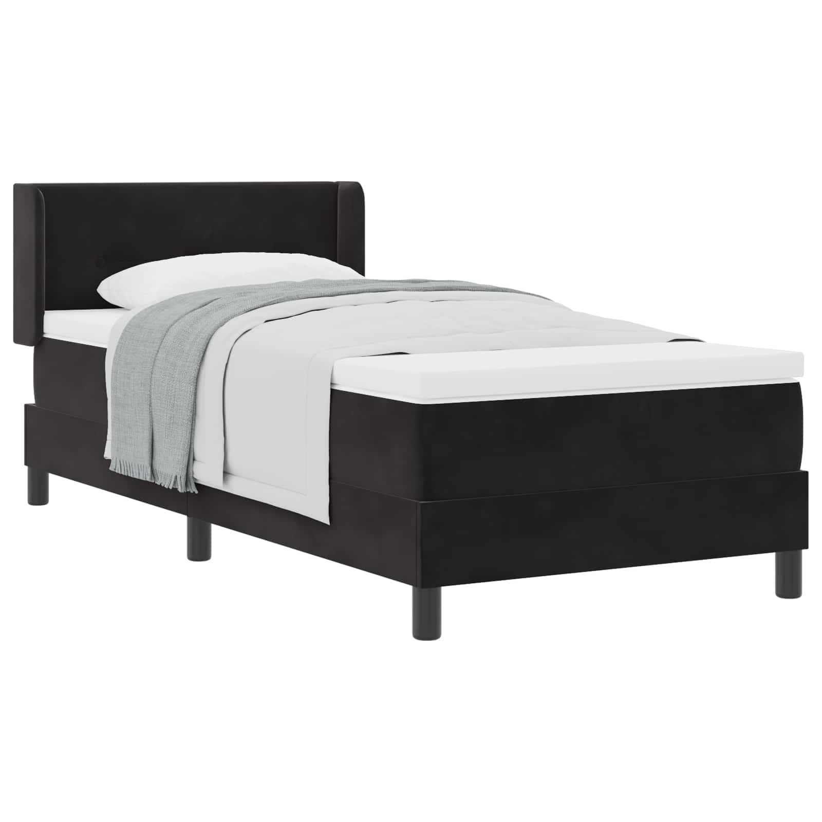 Boxspringbed met hoofdeinde Zwart 200 x 100 cm Fluweel is nu te koop bij PeponiXL, paradijselijk wonen!