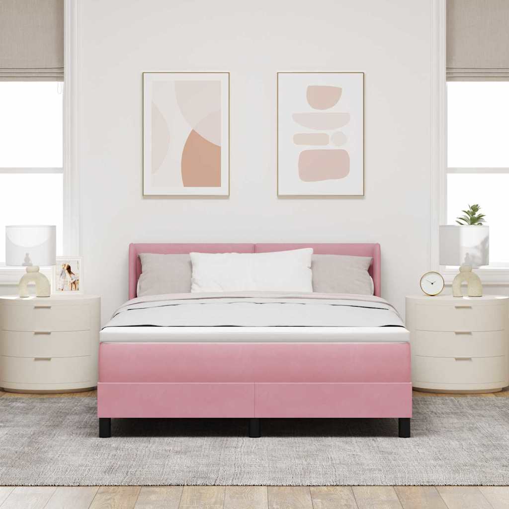 Boxspringbed met hoofdeinde Roze 200 x 160 cm Fluweel is nu te koop bij PeponiXL, paradijselijk wonen!